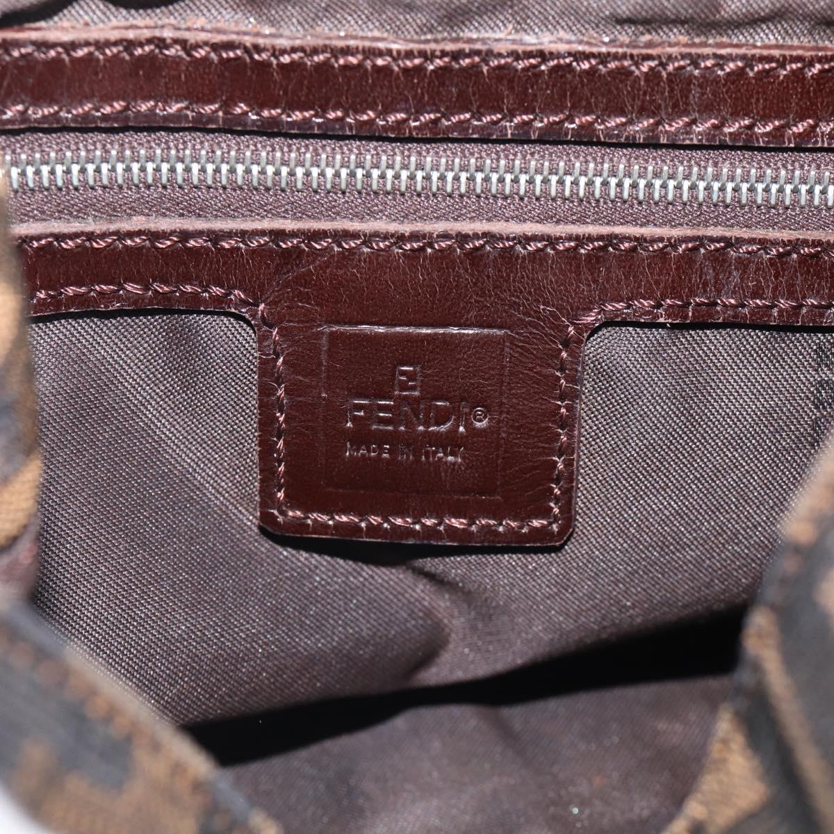 FENDI Zucca Canvas Mamma Baguette Shoulder Bag Brown Black Auth 213054V