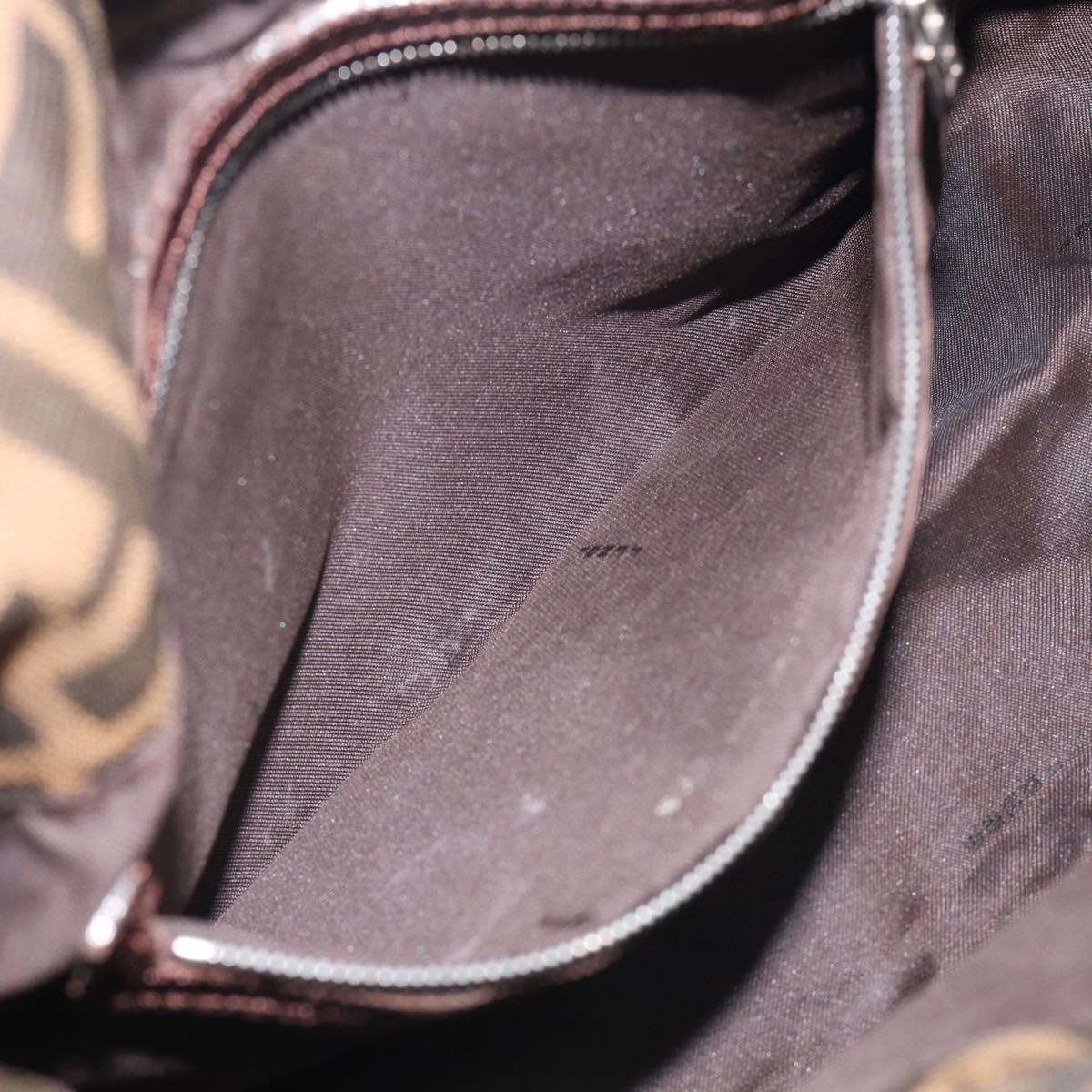 FENDI Zucca Canvas Mamma Baguette Shoulder Bag Brown Black Auth 213054V