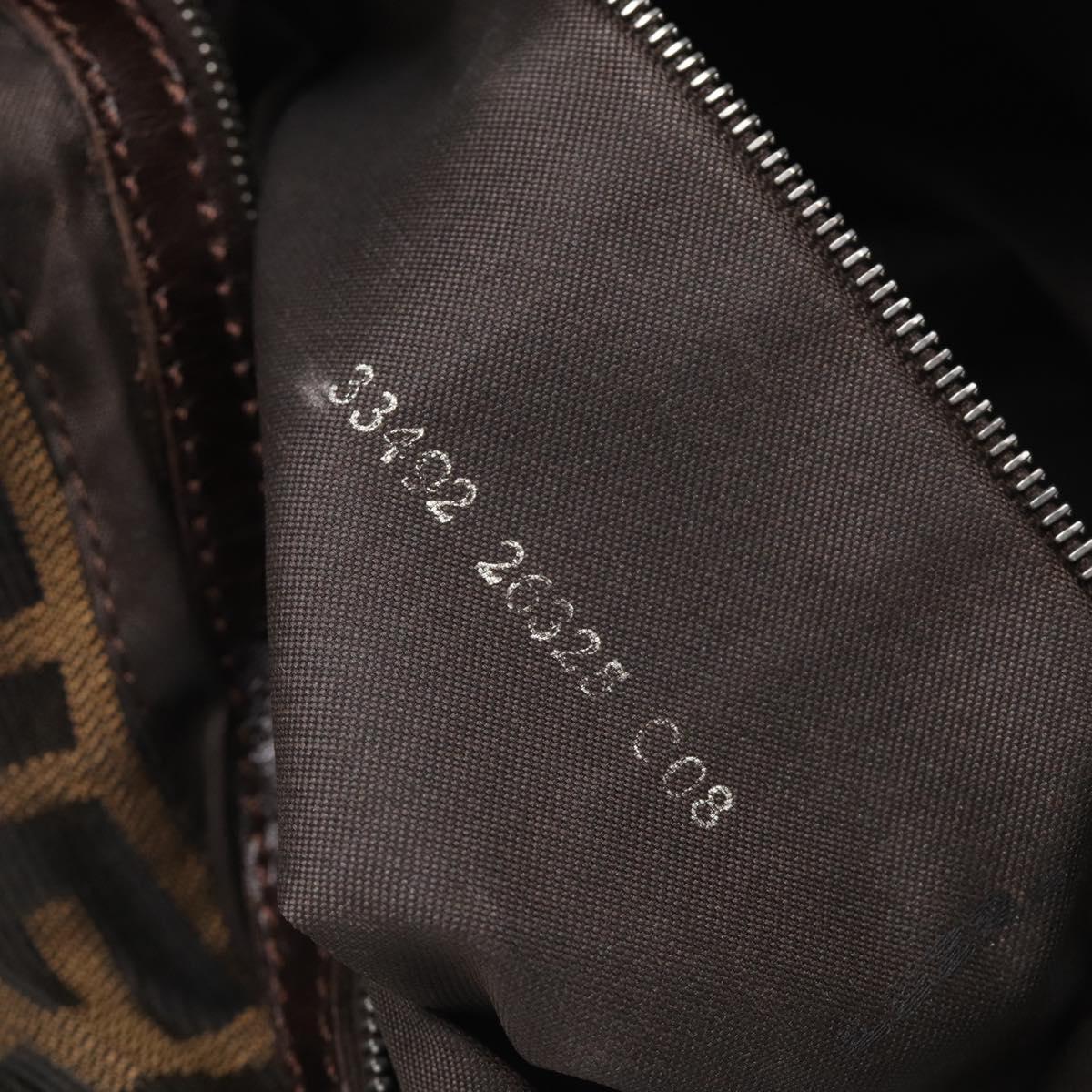 FENDI Zucca Canvas Mamma Baguette Shoulder Bag Brown Black Auth 213054V