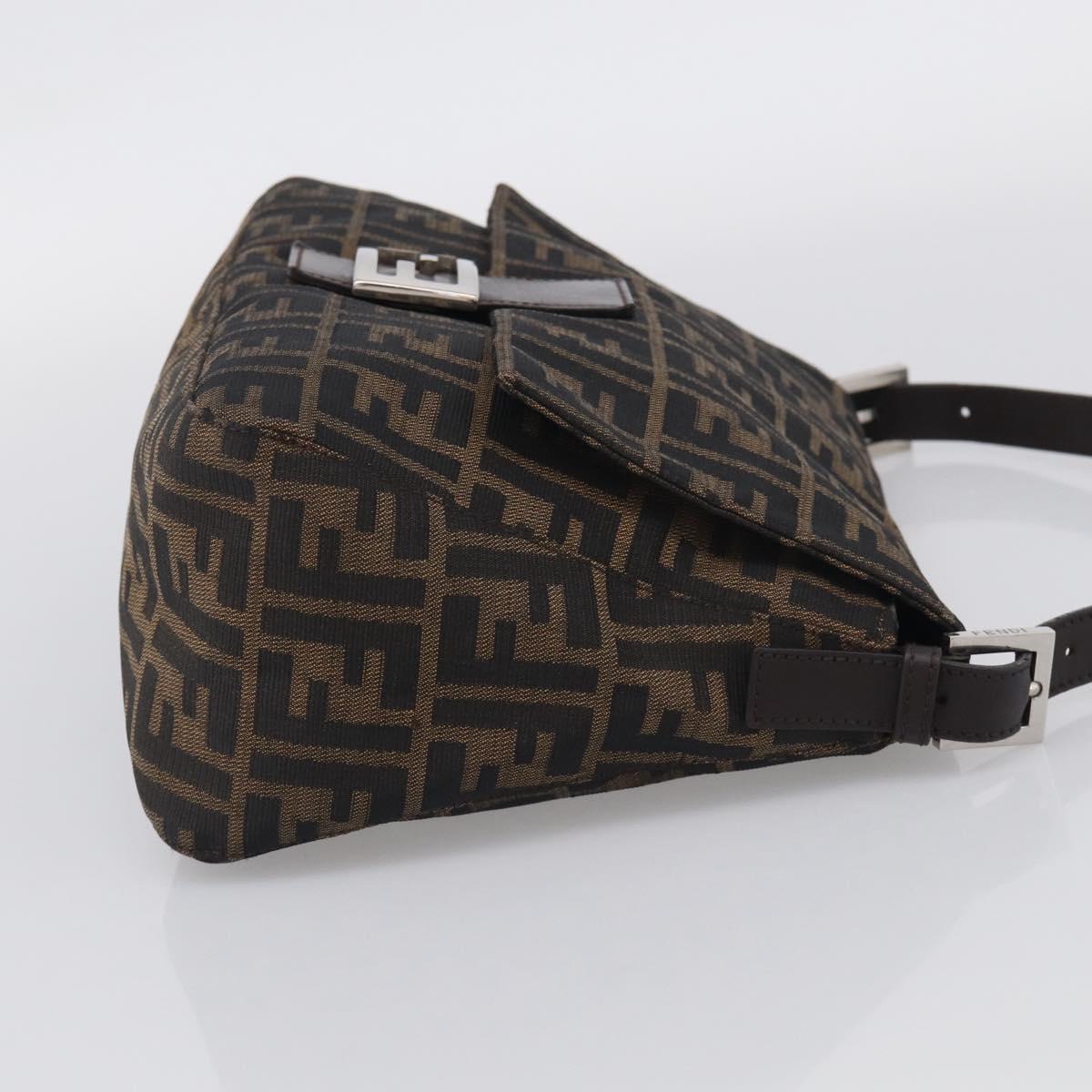 FENDI Zucca Canvas Mamma Baguette Shoulder Bag Brown Black Auth 213054V