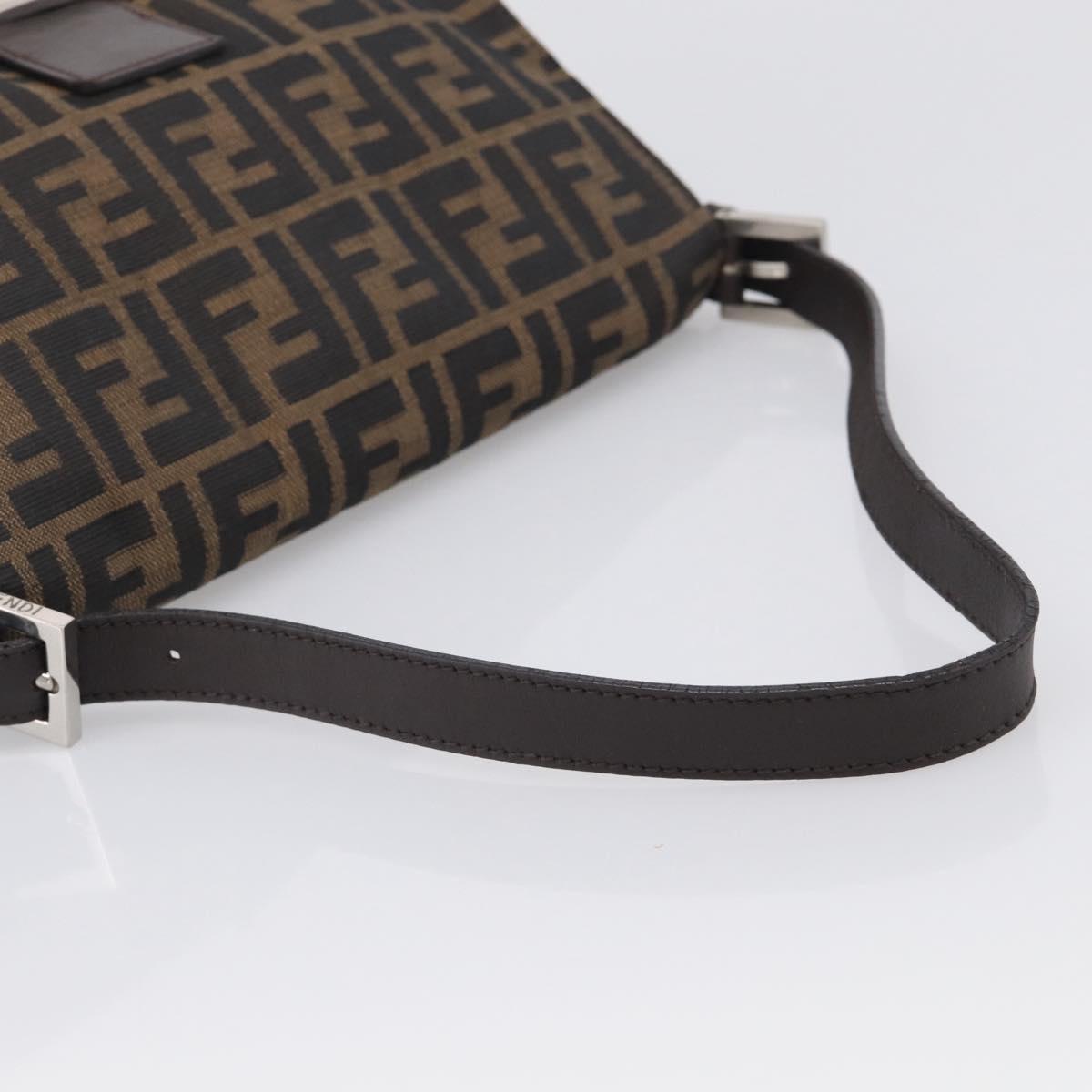 FENDI Zucca Canvas Mamma Baguette Shoulder Bag Brown Black Auth 213054V