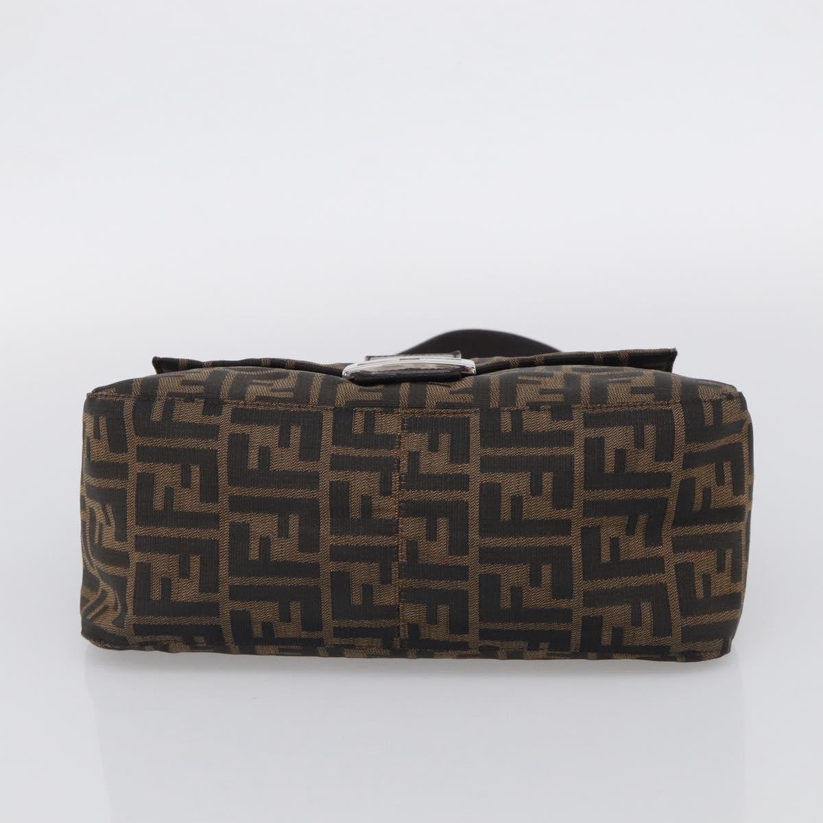 FENDI Zucca Canvas Mamma Baguette Shoulder Bag Brown Black Auth 213054V