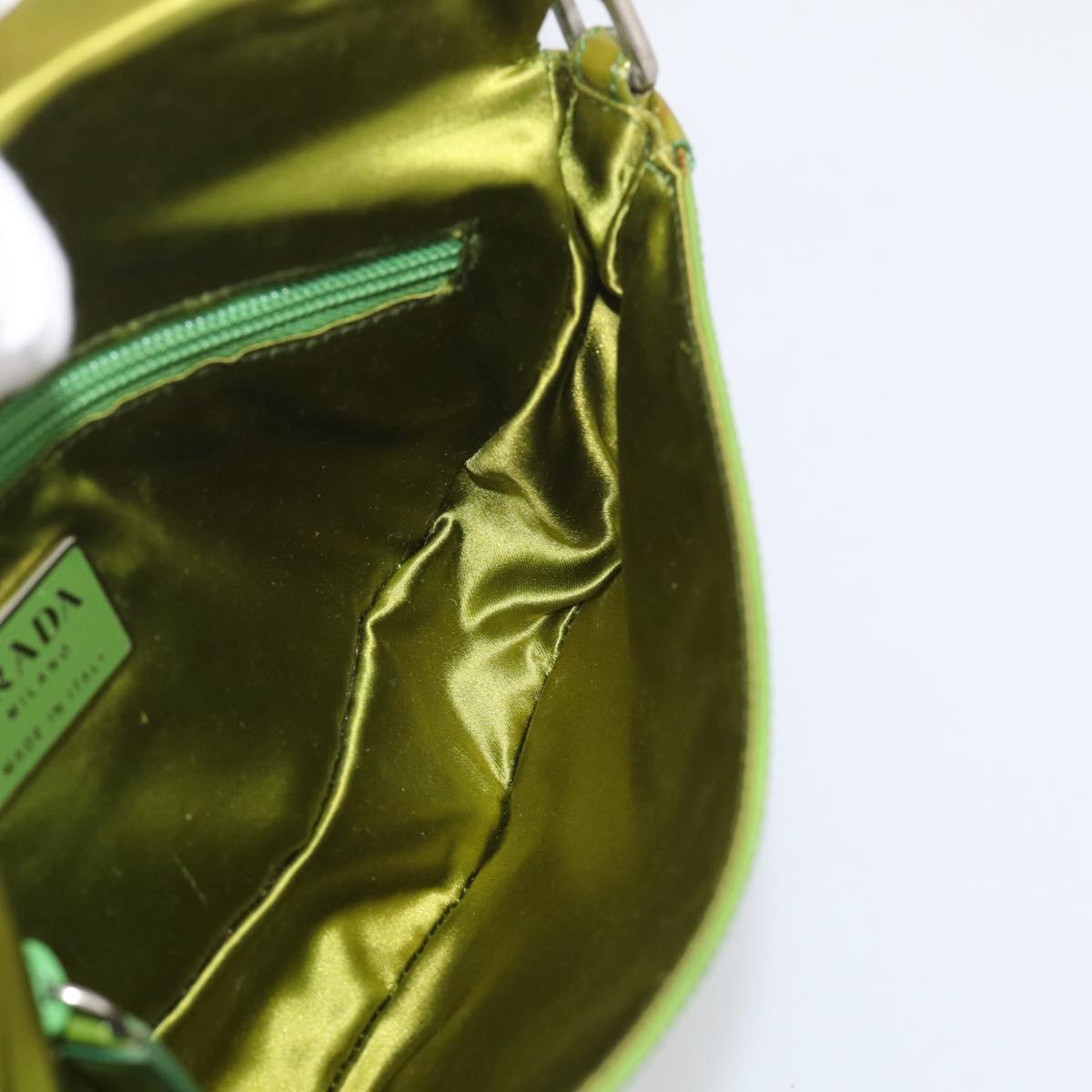 PRADA Shoulder Bag Patent leather Green Silver Auth 213055