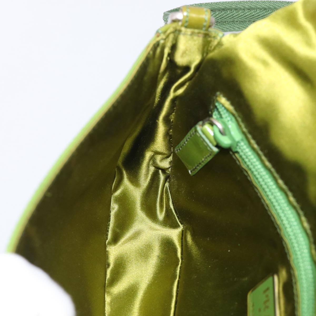 PRADA Shoulder Bag Patent leather Green Silver Auth 213055