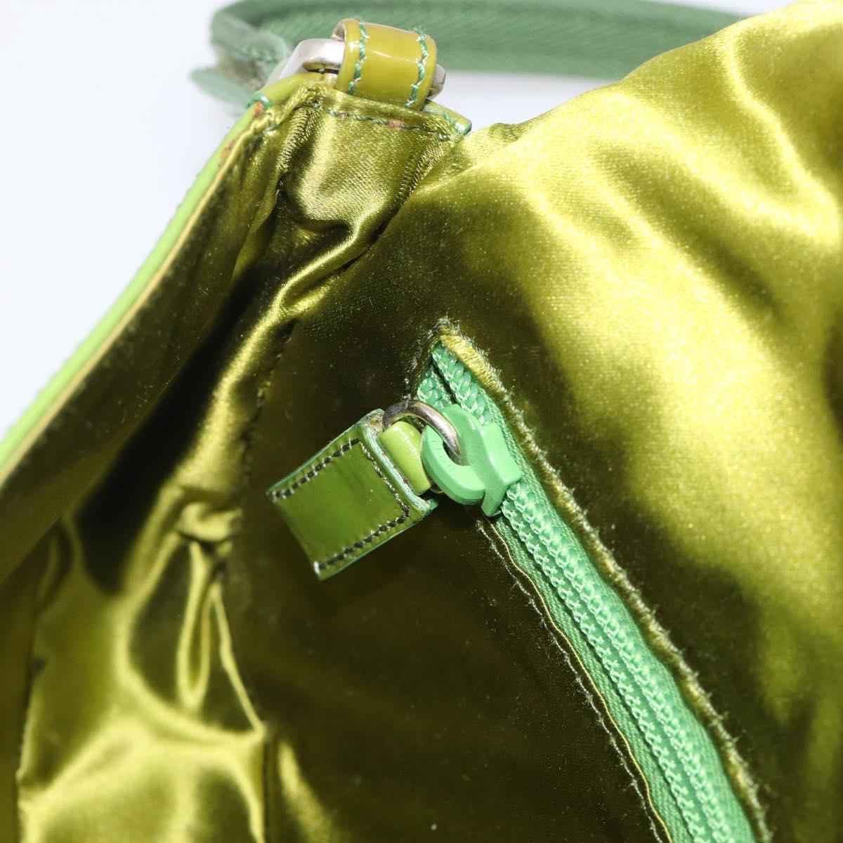 PRADA Shoulder Bag Patent leather Green Silver Auth 213055