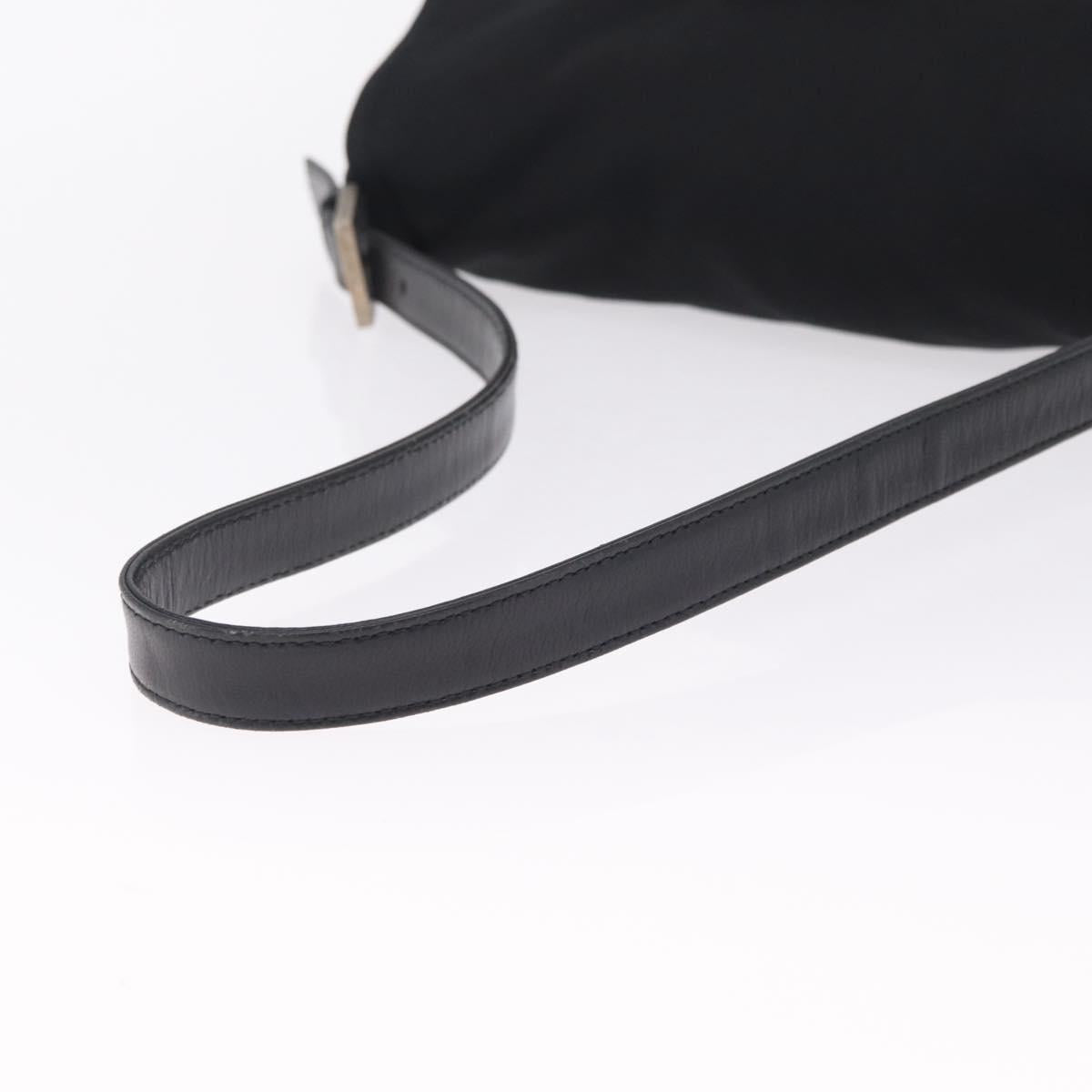 FENDI Mamma Baguette Shoulder Bag Cotton jersey Black Silver Auth 213058