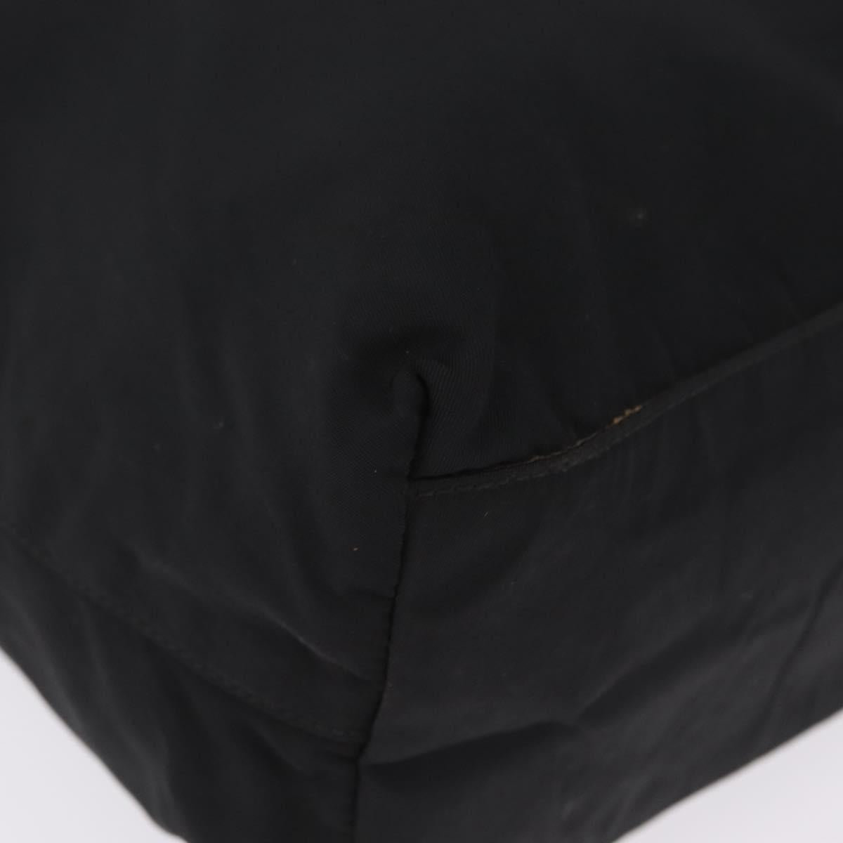 PRADA Tote Bag Nylon Black Silver Auth 213063