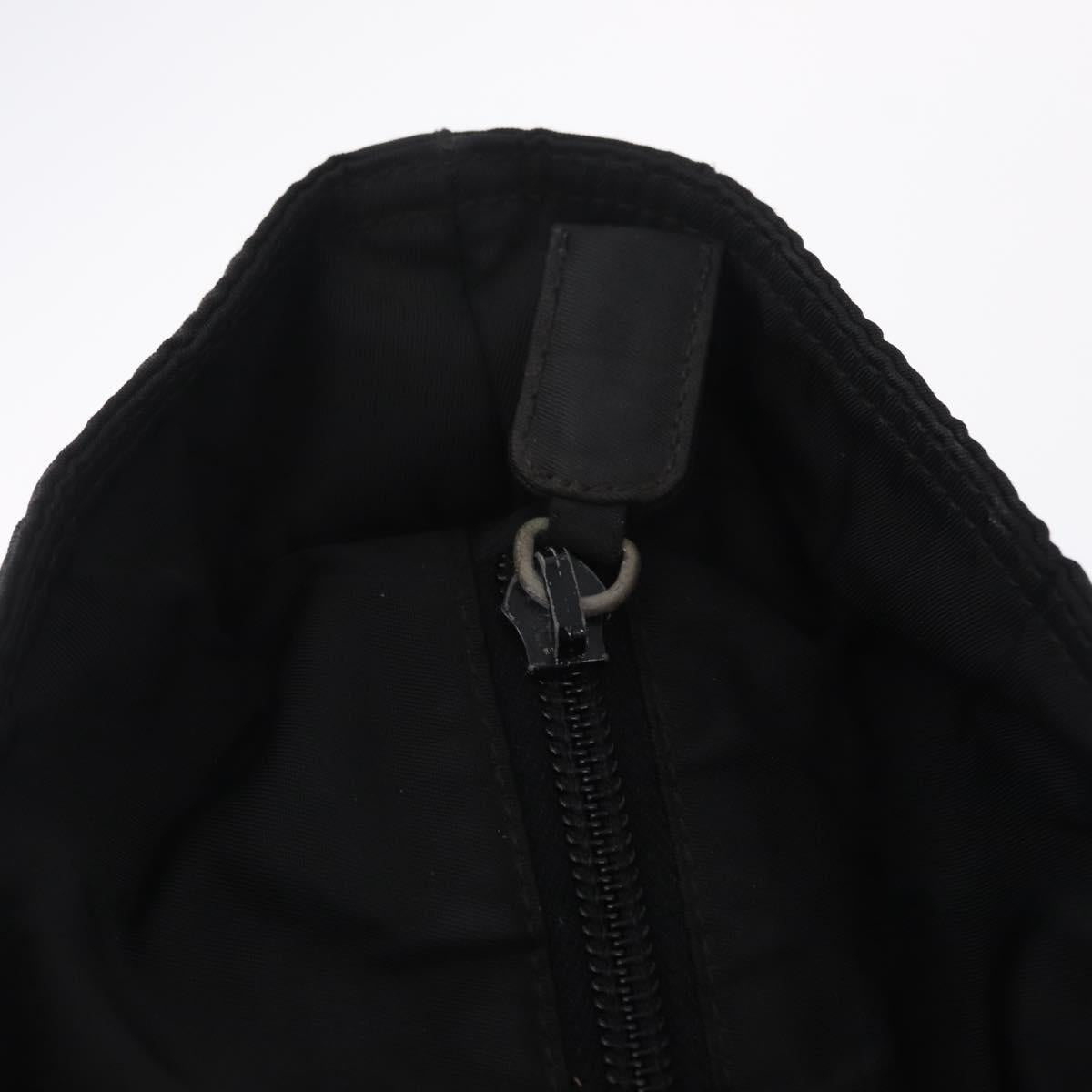 PRADA Tote Bag Nylon Black Silver Auth 213063