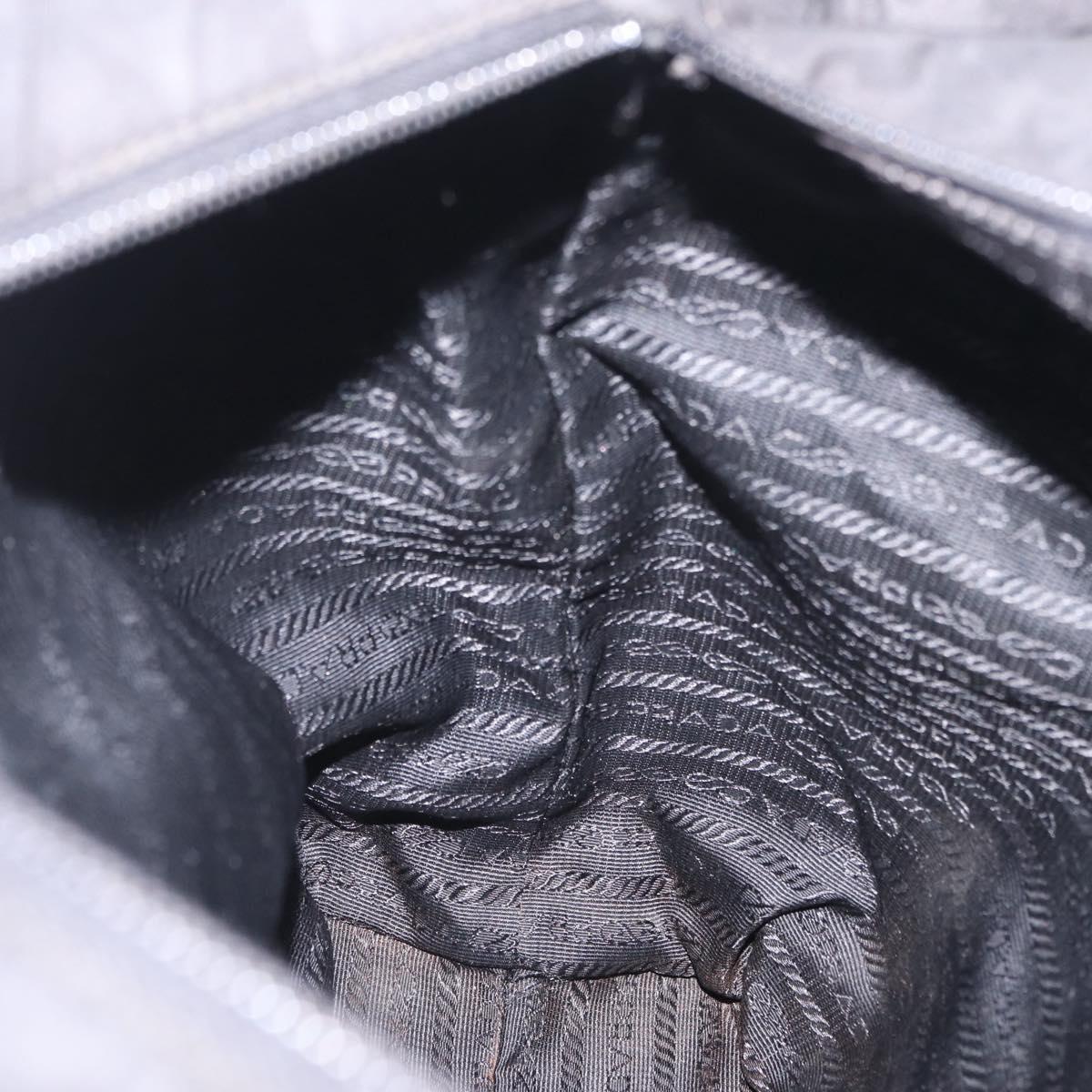 PRADA Tote Bag Nylon Black Silver Auth 213063
