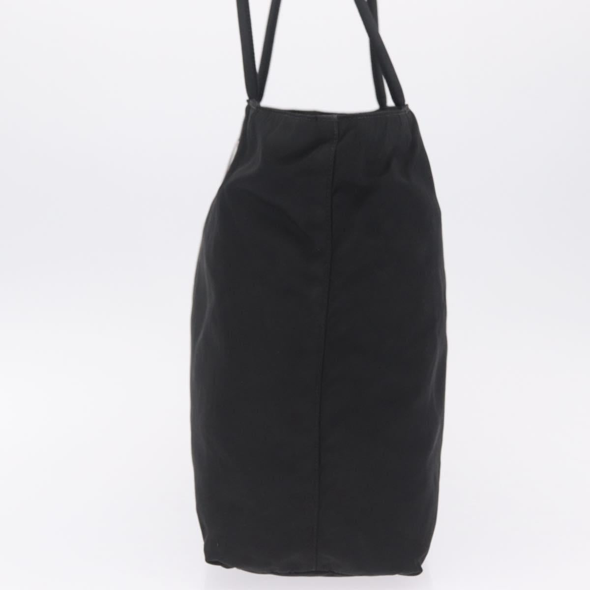 PRADA Tote Bag Nylon Black Silver Auth 213063