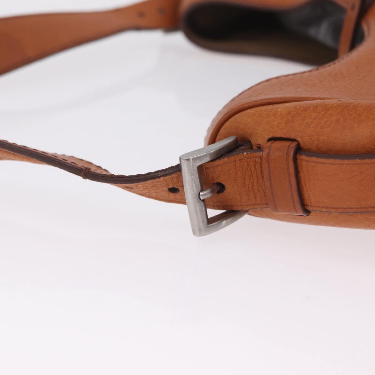 PRADA Shoulder Bag Leather Brown Silver Auth 213064