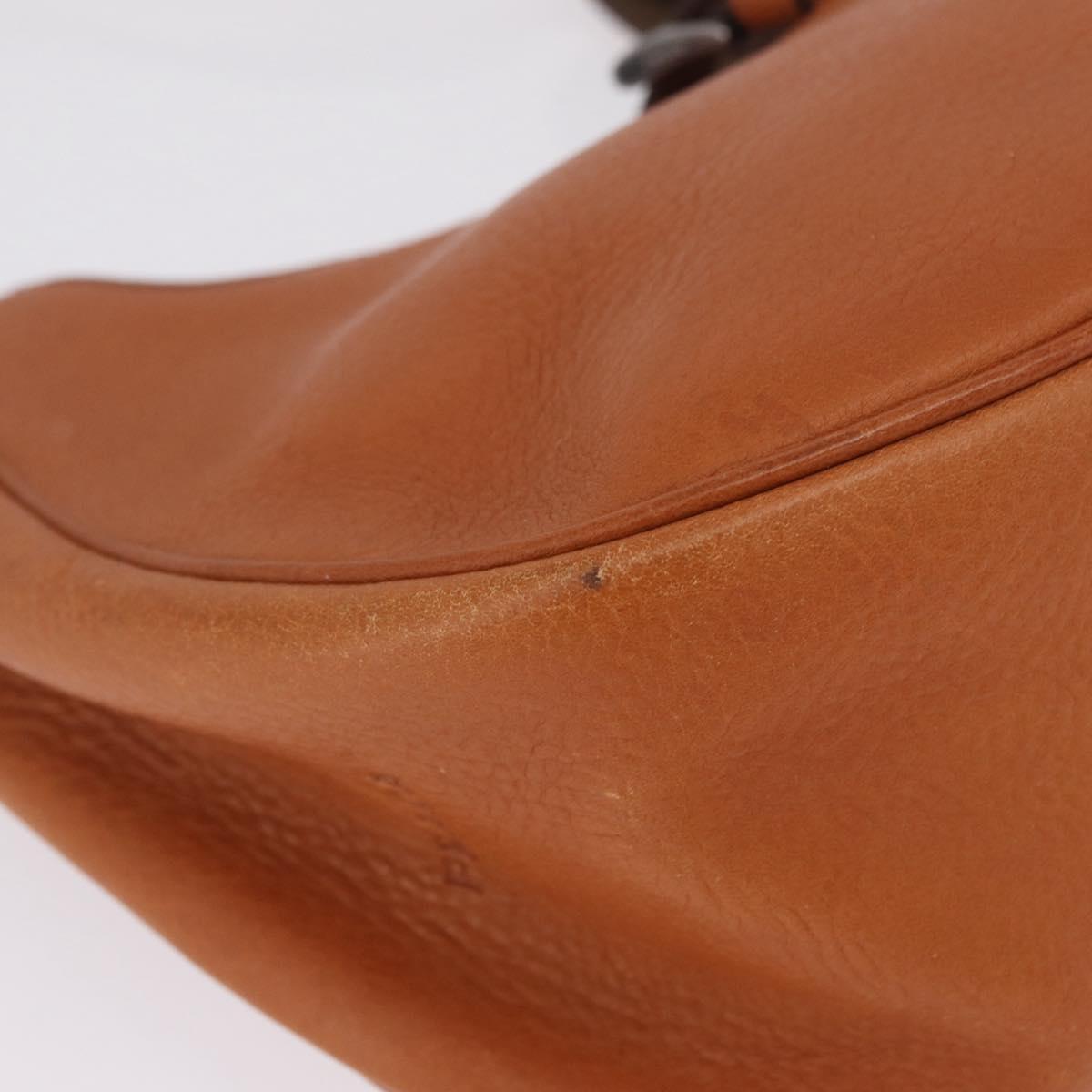 PRADA Shoulder Bag Leather Brown Silver Auth 213064