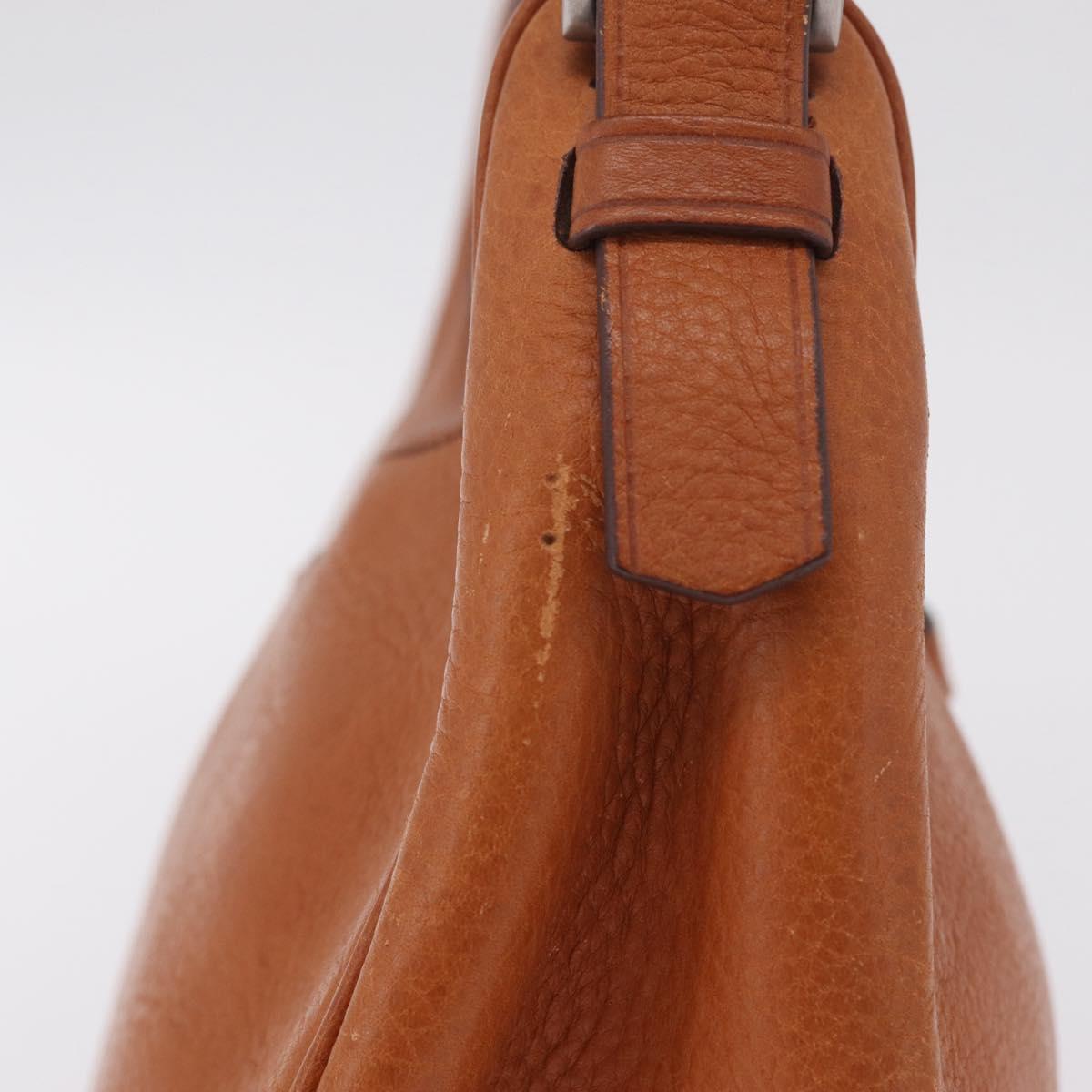 PRADA Shoulder Bag Leather Brown Silver Auth 213064