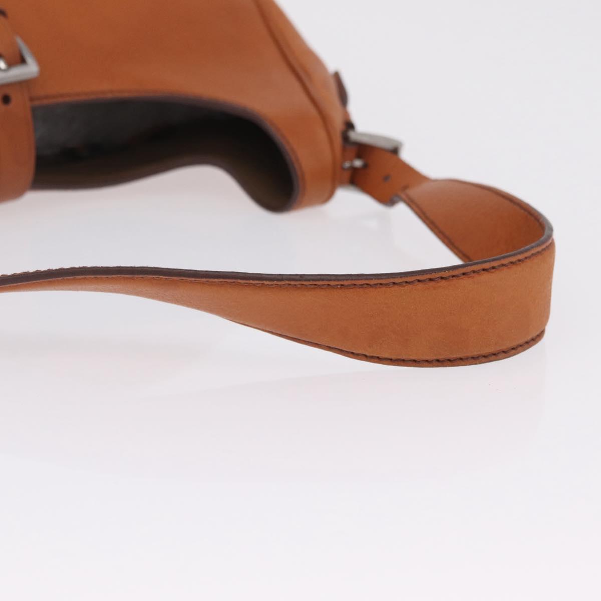 PRADA Shoulder Bag Leather Brown Silver Auth 213064