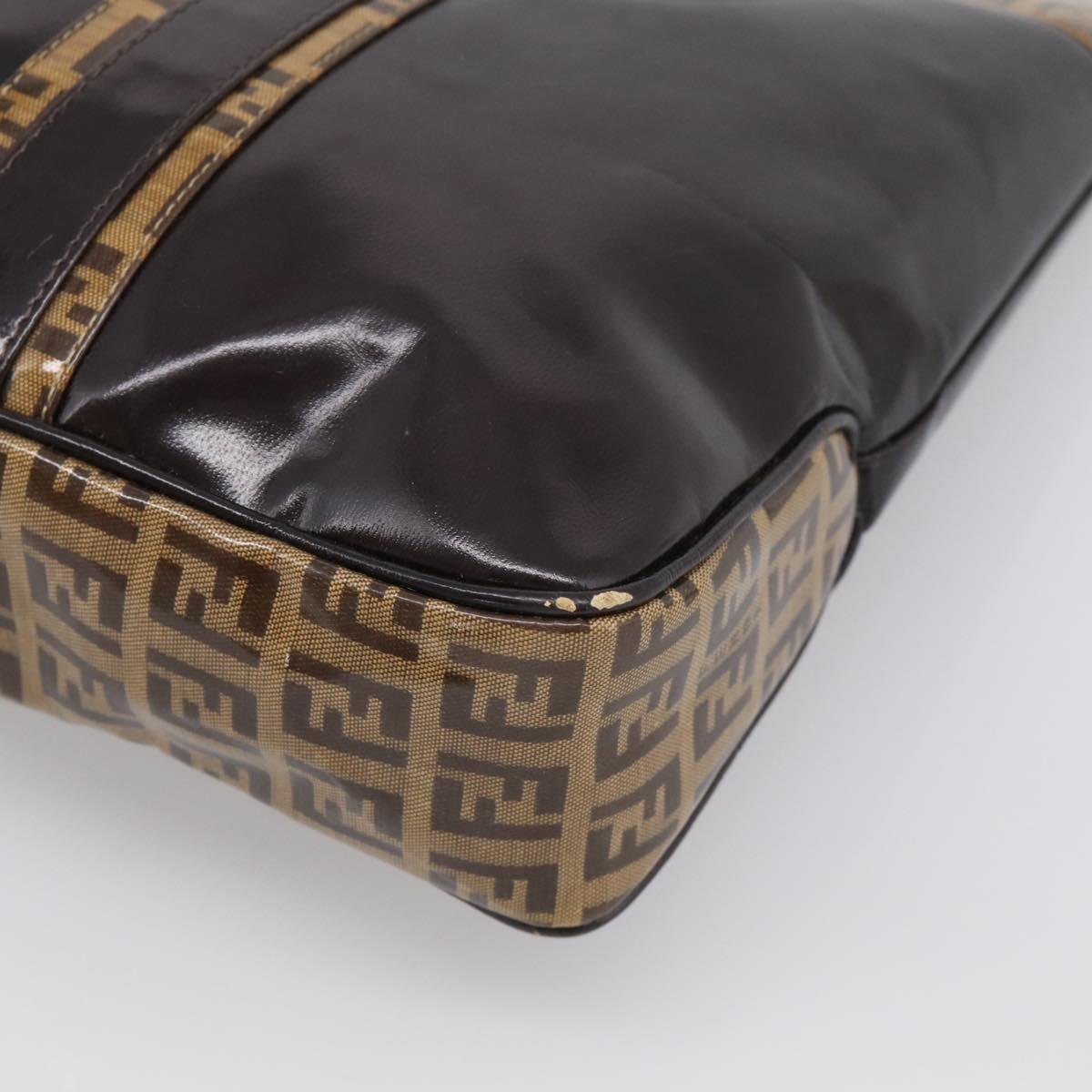 FENDI Zucchino Canvas Tote Bag Coated Canvas Beige Gold Auth 213066