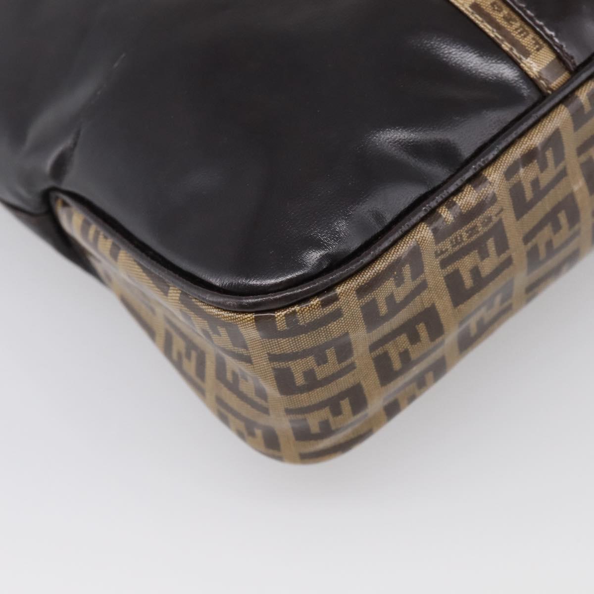 FENDI Zucchino Canvas Tote Bag Coated Canvas Beige Gold Auth 213066