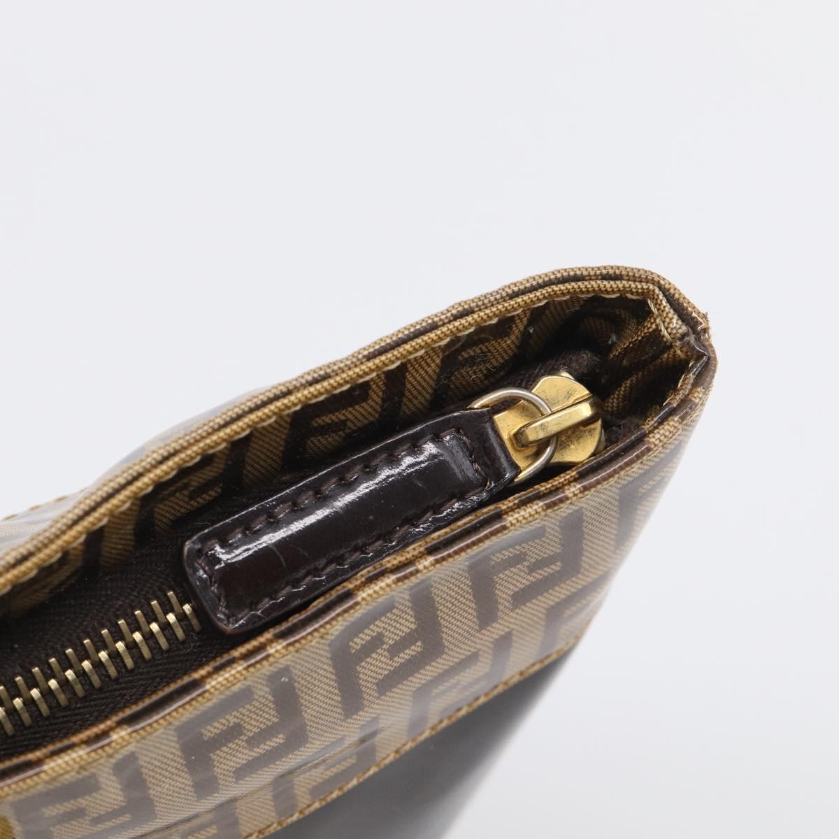 FENDI Zucchino Canvas Tote Bag Coated Canvas Beige Gold Auth 213066