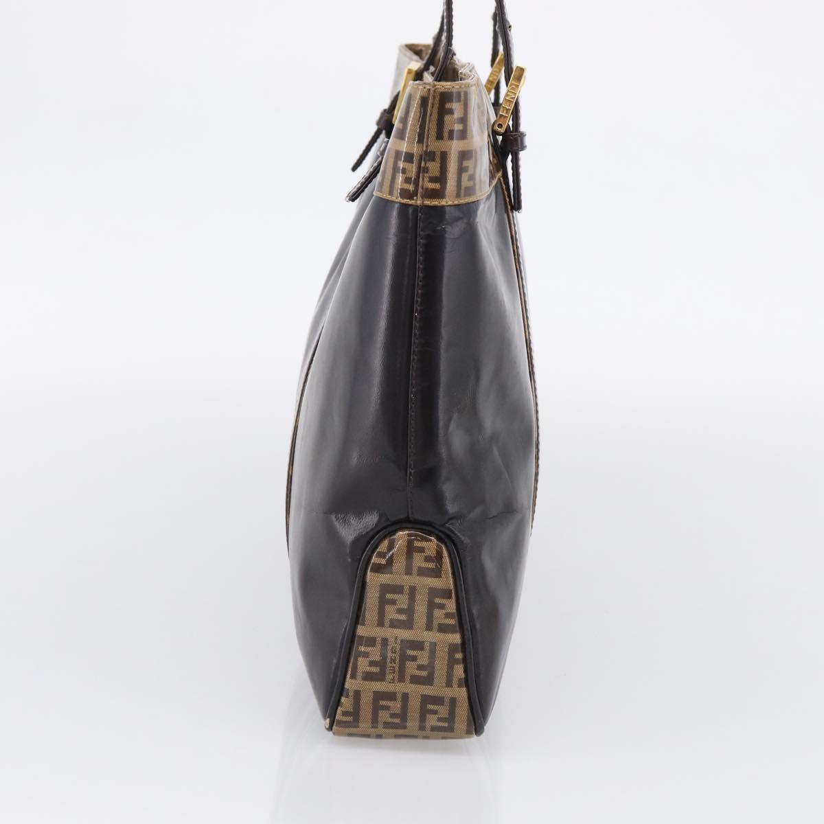 FENDI Zucchino Canvas Tote Bag Coated Canvas Beige Gold Auth 213066
