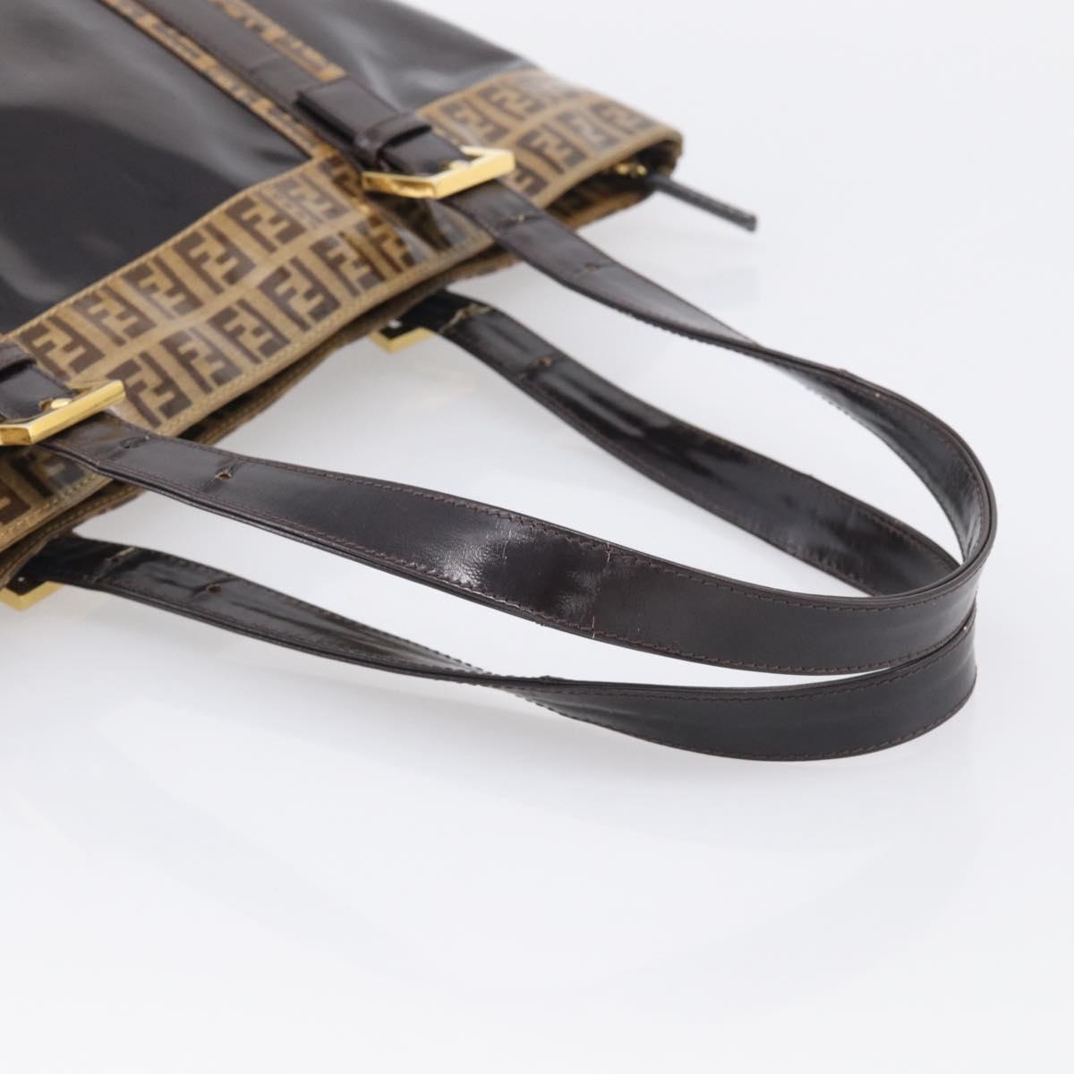 FENDI Zucchino Canvas Tote Bag Coated Canvas Beige Gold Auth 213066