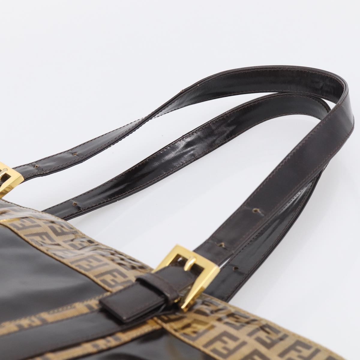 FENDI Zucchino Canvas Tote Bag Coated Canvas Beige Gold Auth 213066