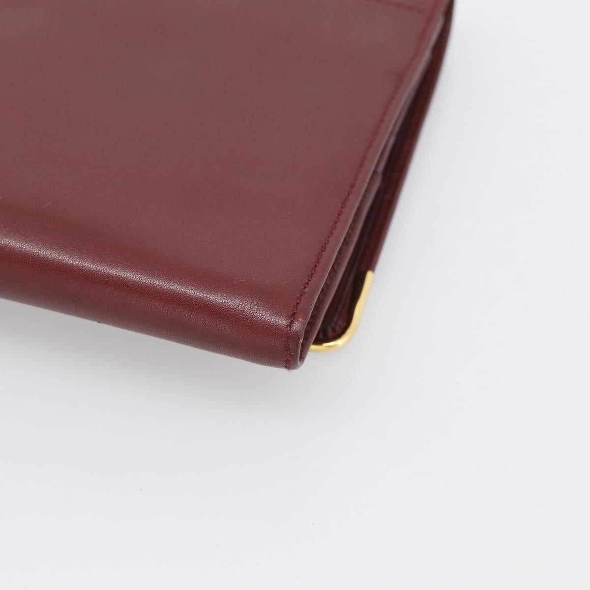 Cartier Must Line Clutch Bag Leather Bordeaux Gold Auth 213069A