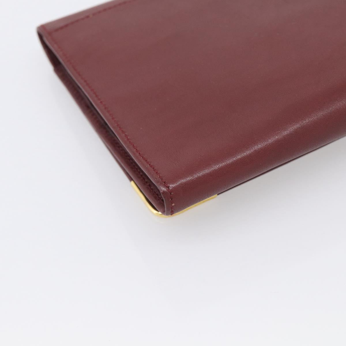 Cartier Must Line Clutch Bag Leather Bordeaux Gold Auth 213069A