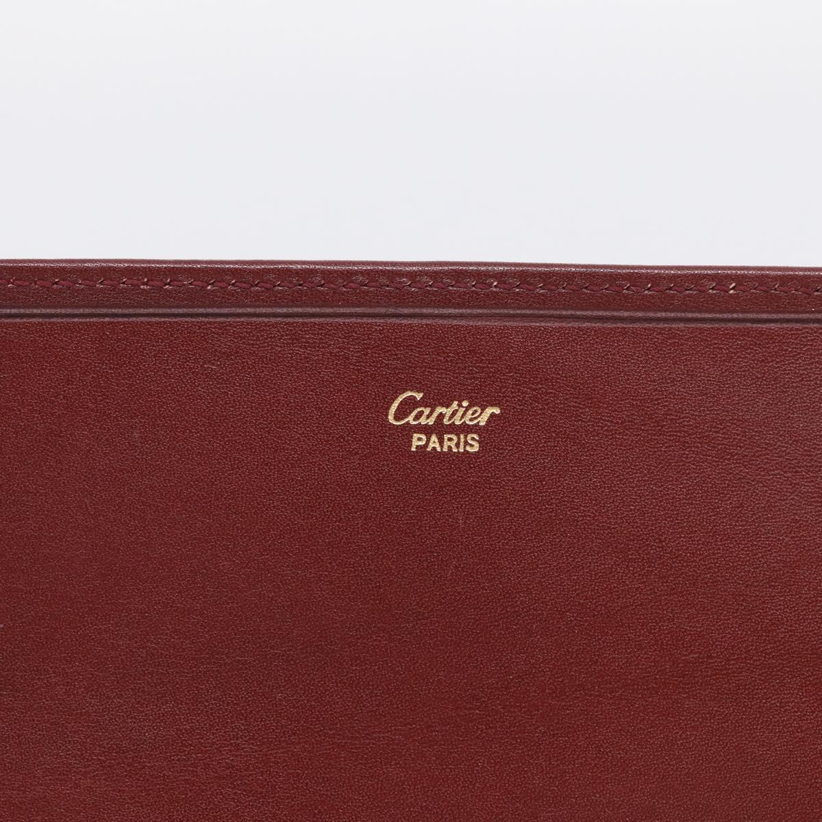 Cartier Must Line Clutch Bag Leather Bordeaux Gold Auth 213069A