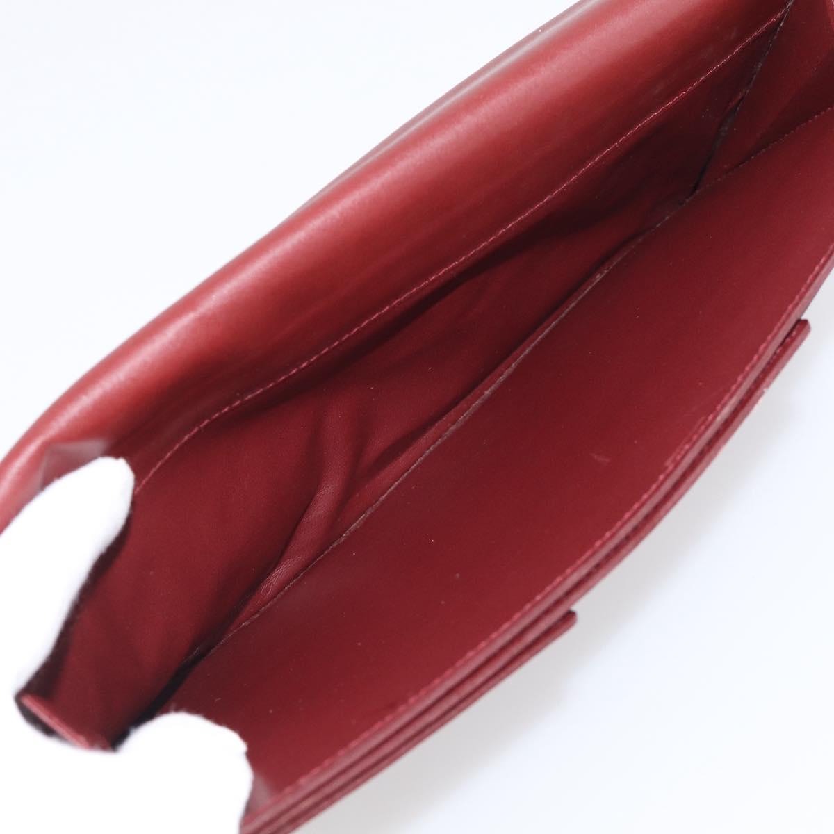 Cartier Must Line Clutch Bag Leather Bordeaux Gold Auth 213069A