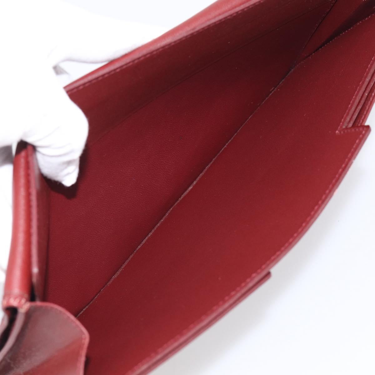 Cartier Must Line Clutch Bag Leather Bordeaux Gold Auth 213069A