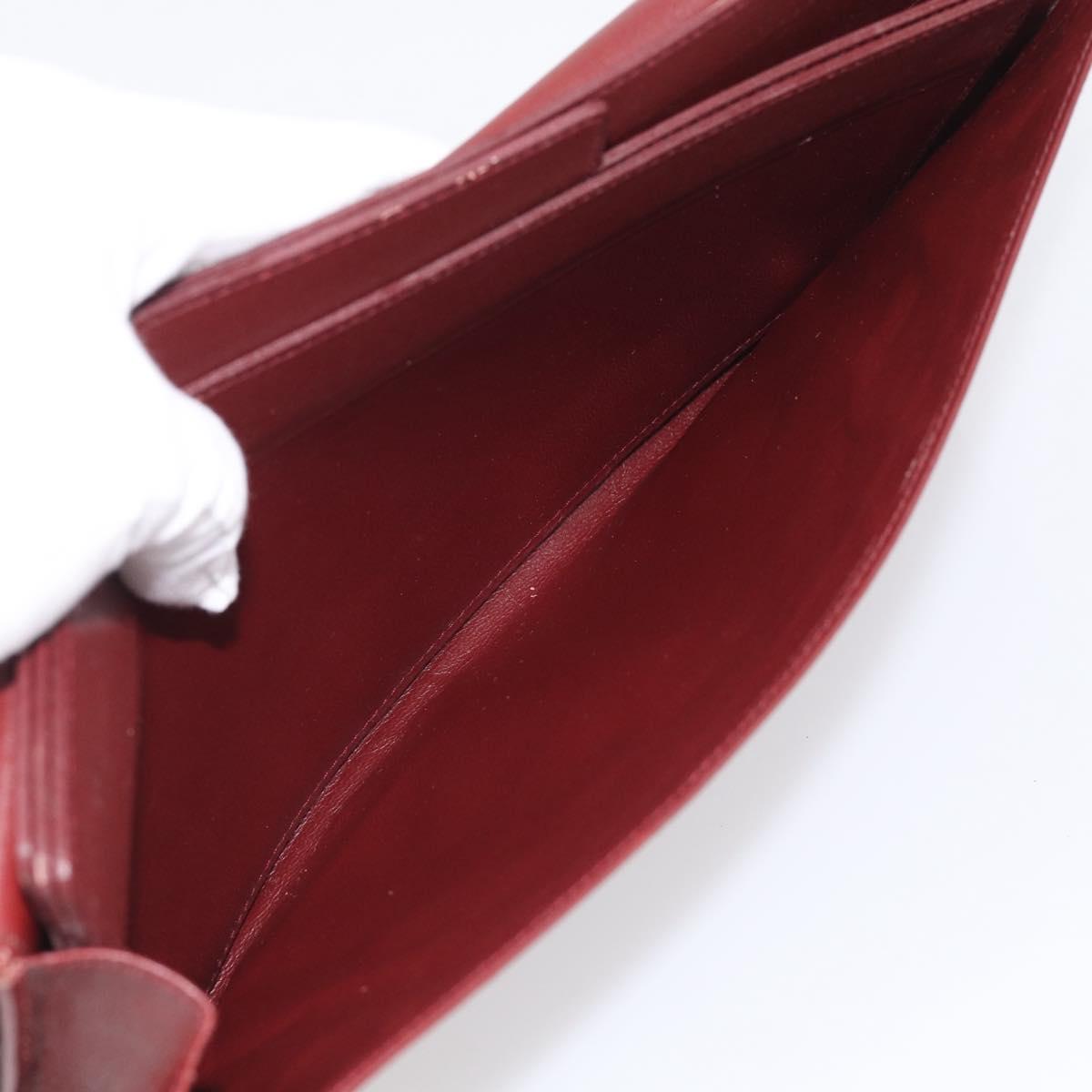 Cartier Must Line Clutch Bag Leather Bordeaux Gold Auth 213069A