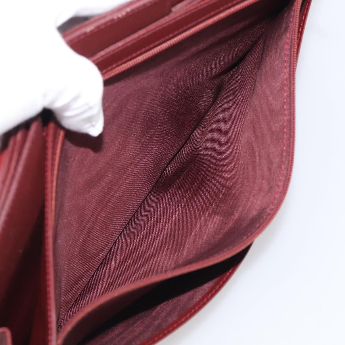Cartier Must Line Clutch Bag Leather Bordeaux Gold Auth 213069A