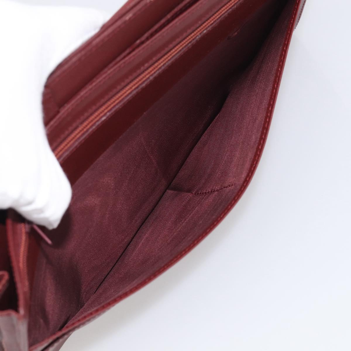 Cartier Must Line Clutch Bag Leather Bordeaux Gold Auth 213069A