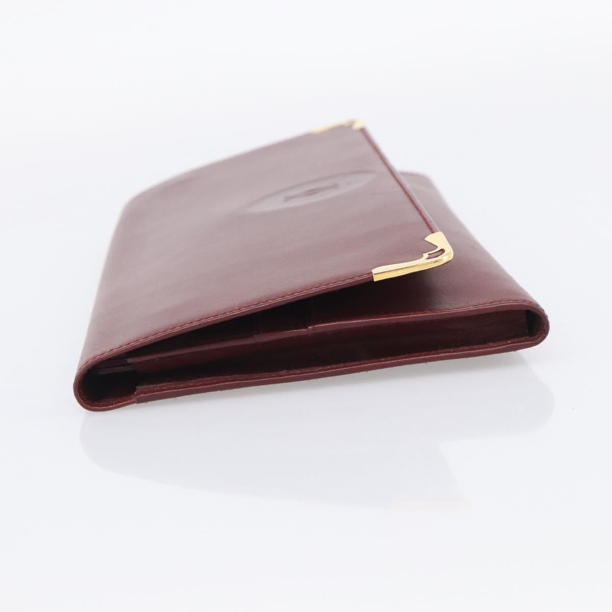Cartier Must Line Clutch Bag Leather Bordeaux Gold Auth 213069A