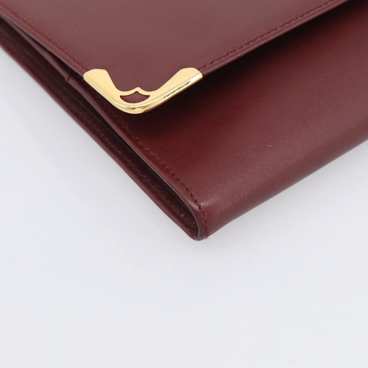 Cartier Must Line Clutch Bag Leather Bordeaux Gold Auth 213069A