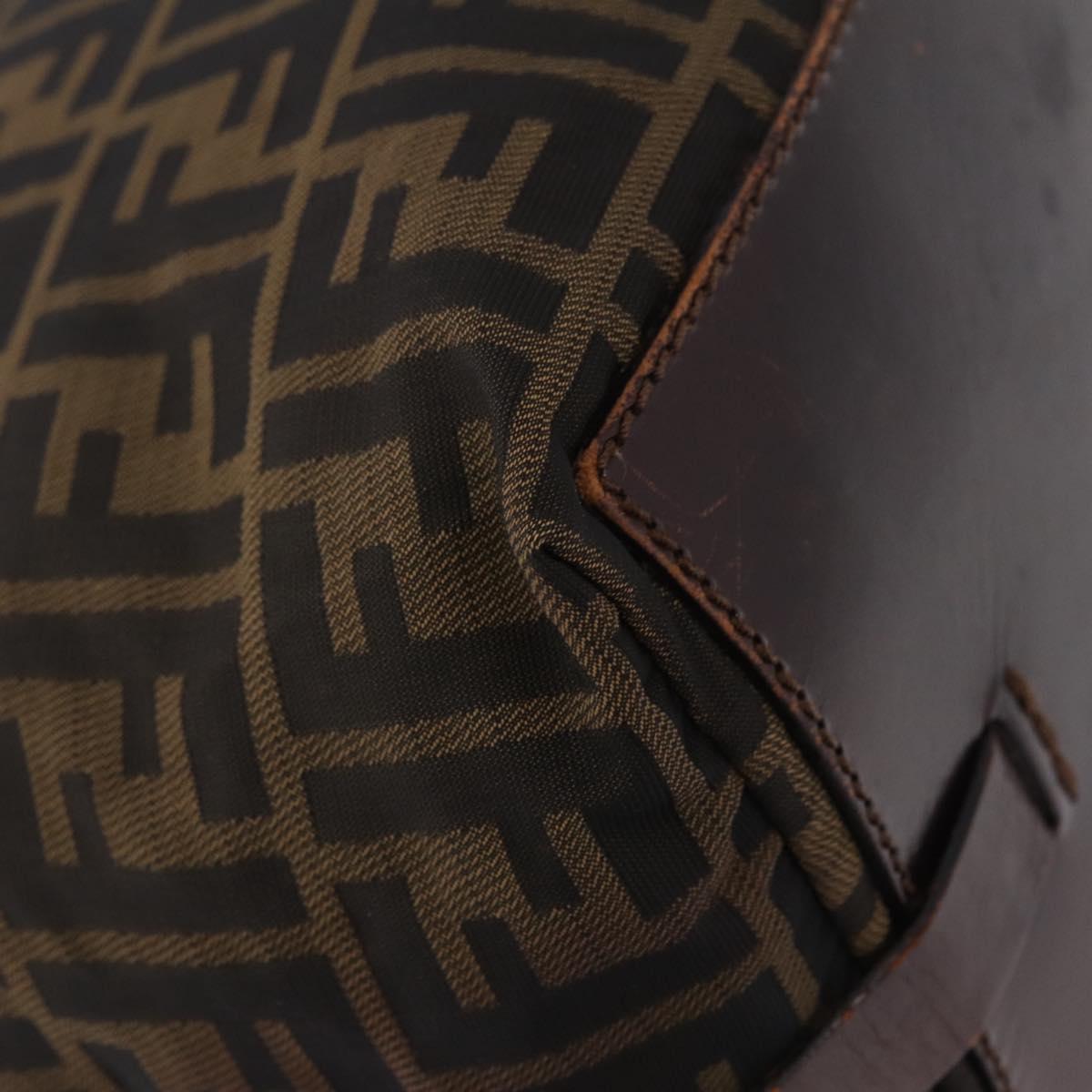 FENDI Zucca Canvas Hand Bag Black Brown Auth 213070