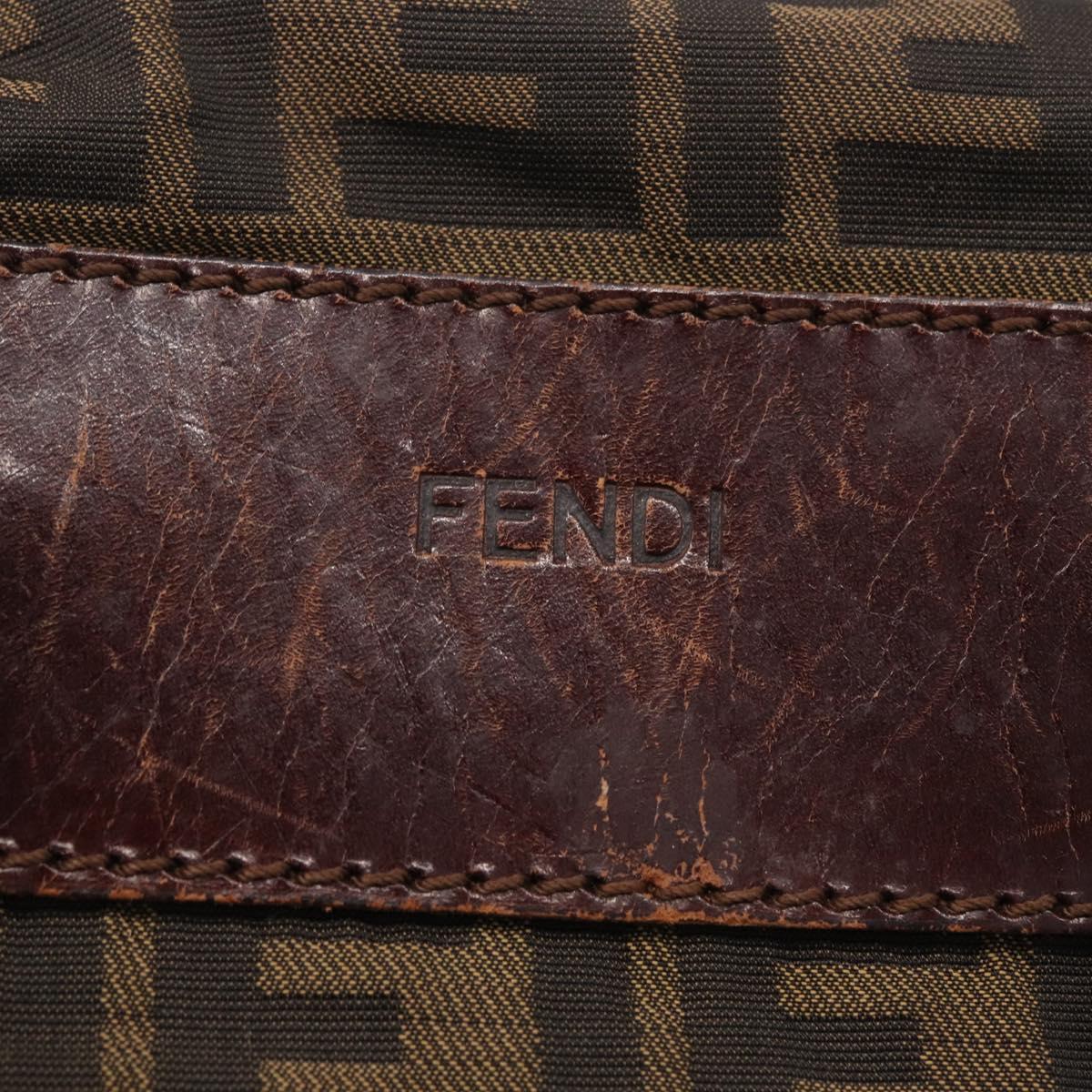 FENDI Zucca Canvas Hand Bag Black Brown Auth 213070