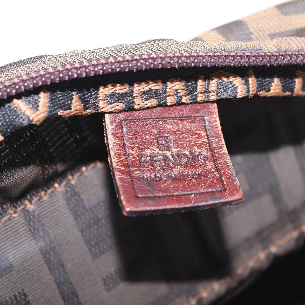 FENDI Zucca Canvas Hand Bag Black Brown Auth 213070