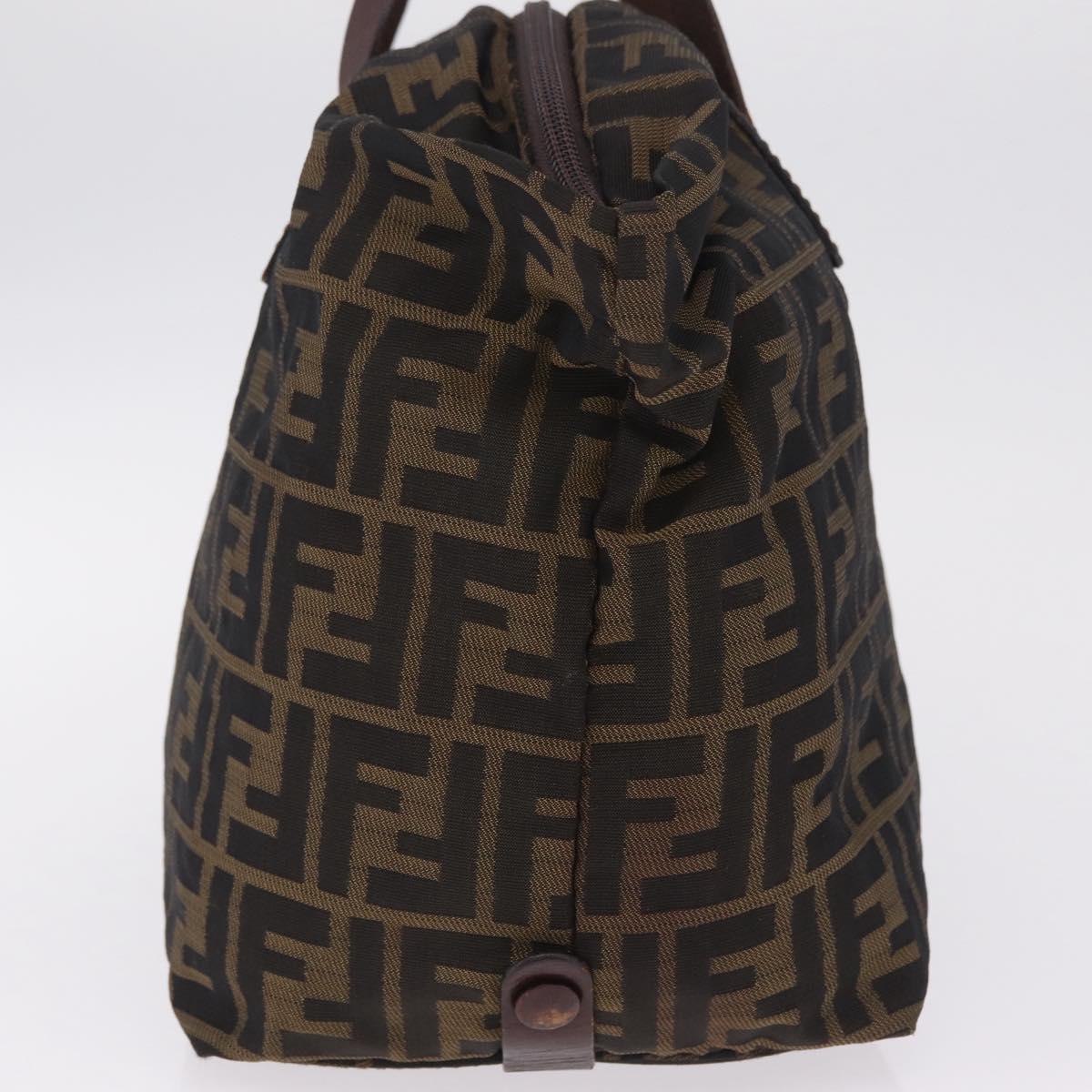 FENDI Zucca Canvas Hand Bag Black Brown Auth 213070