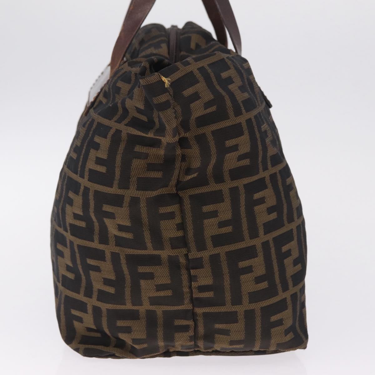 FENDI Zucca Canvas Hand Bag Black Brown Auth 213070