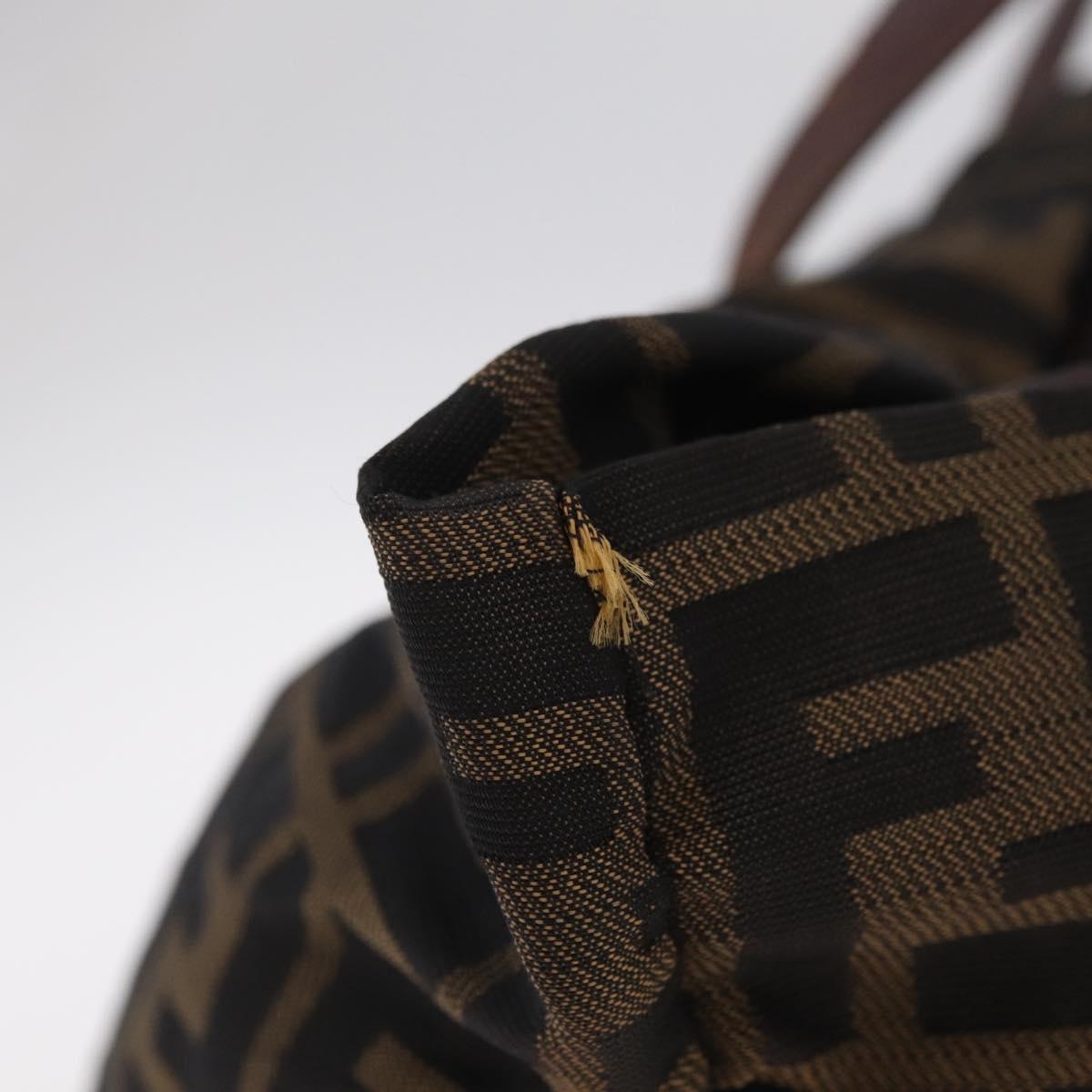 FENDI Zucca Canvas Hand Bag Black Brown Auth 213070