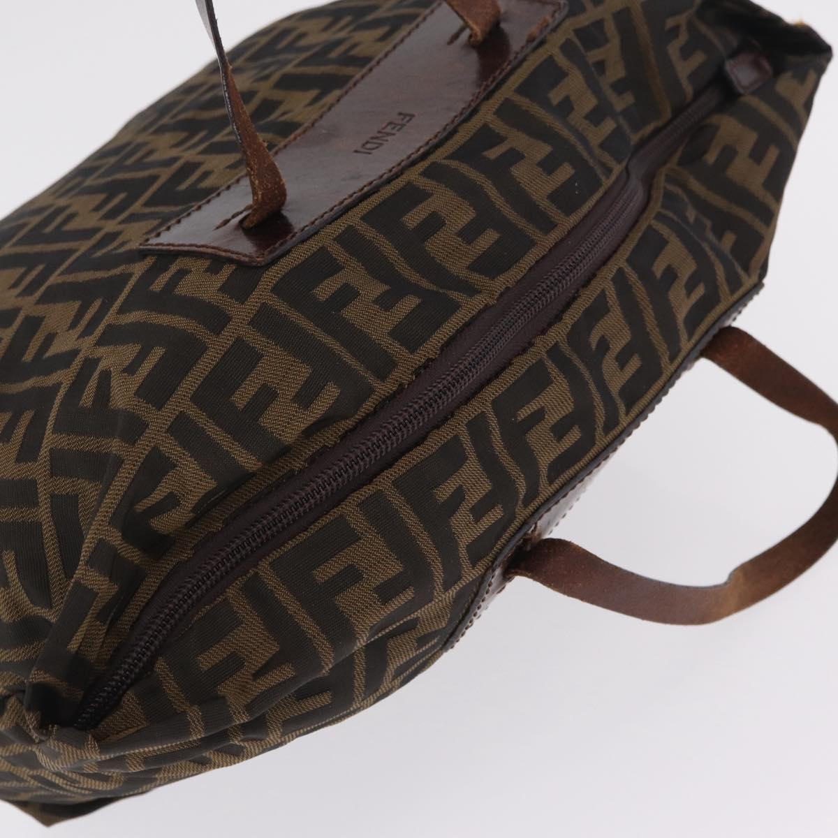 FENDI Zucca Canvas Hand Bag Black Brown Auth 213070