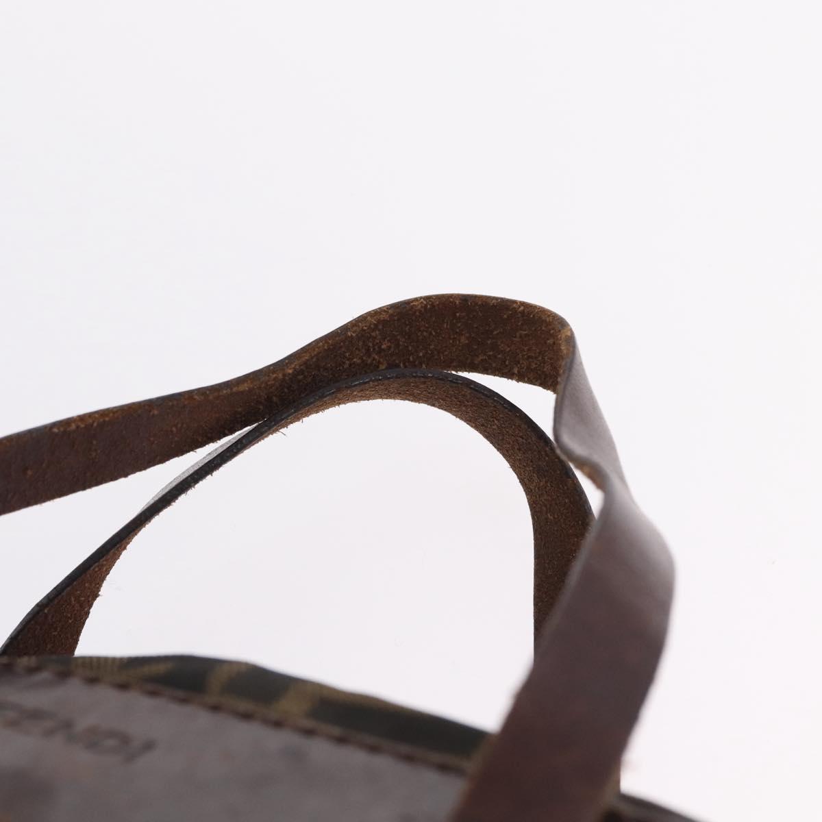 FENDI Zucca Canvas Hand Bag Black Brown Auth 213070