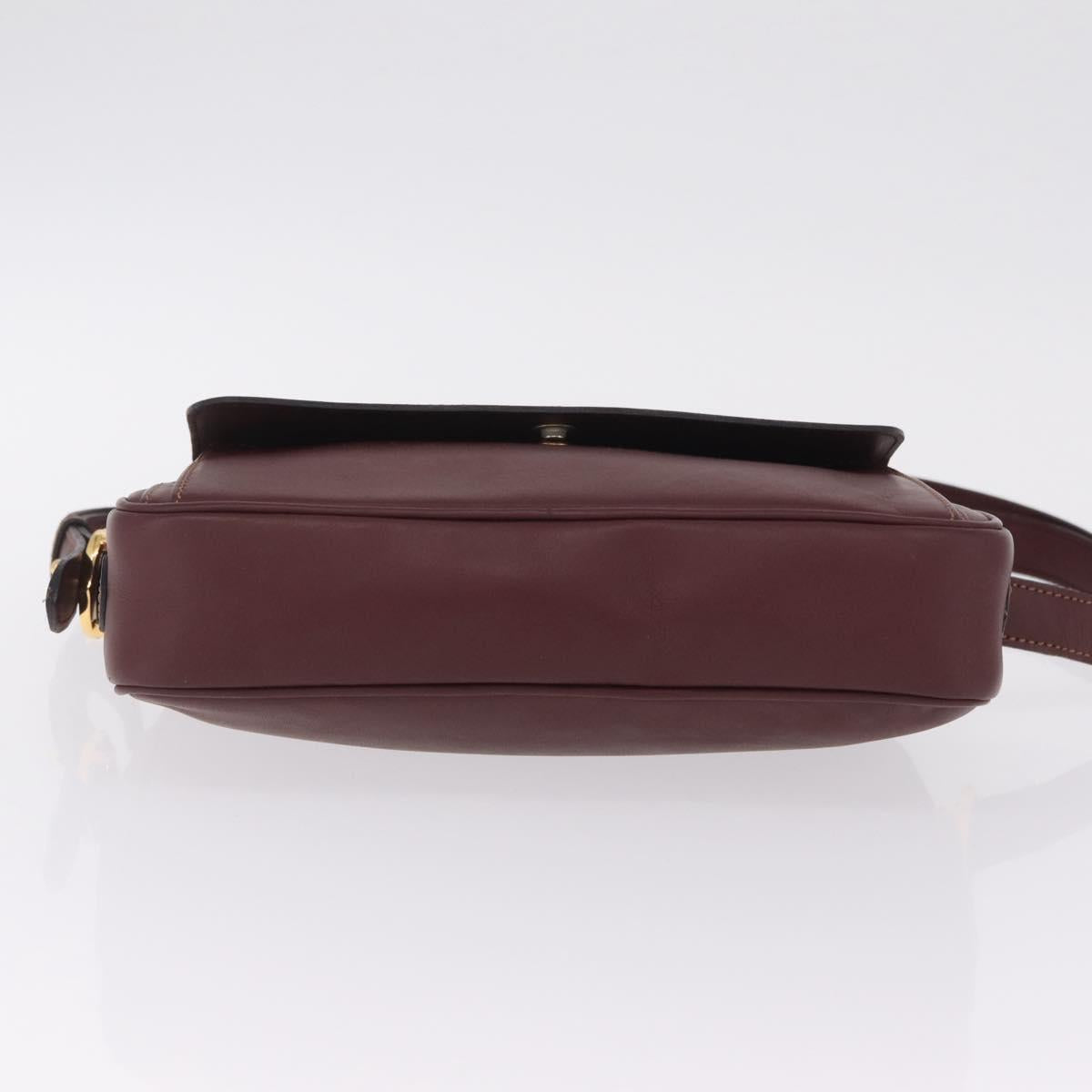 Cartier Must Line Shoulder Bag Leather Bordeaux Gold Auth 213073A