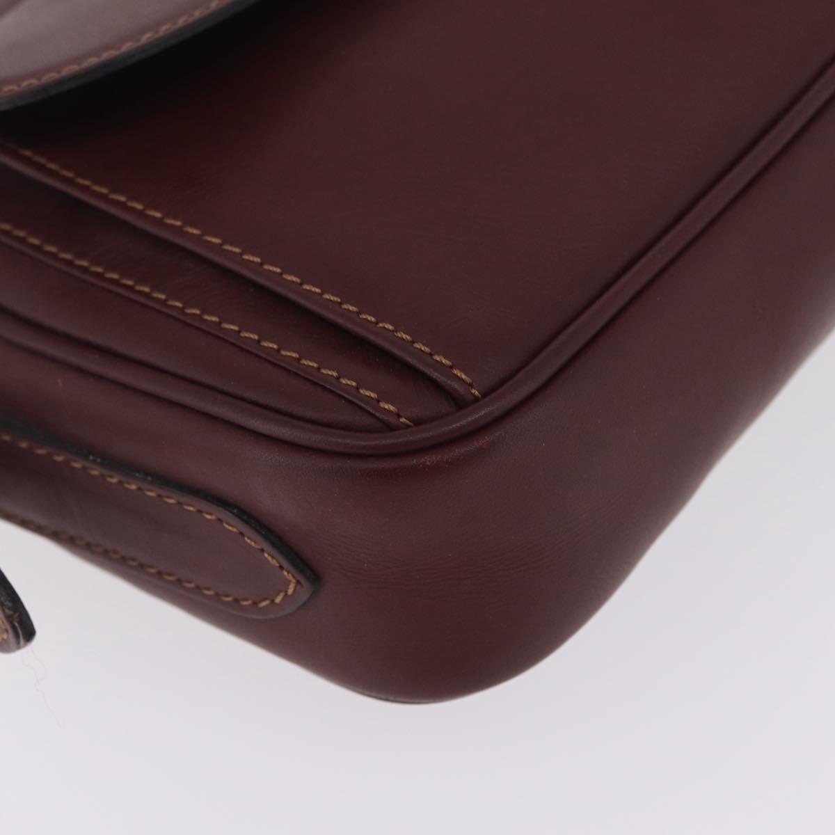 Cartier Must Line Shoulder Bag Leather Bordeaux Gold Auth 213073A