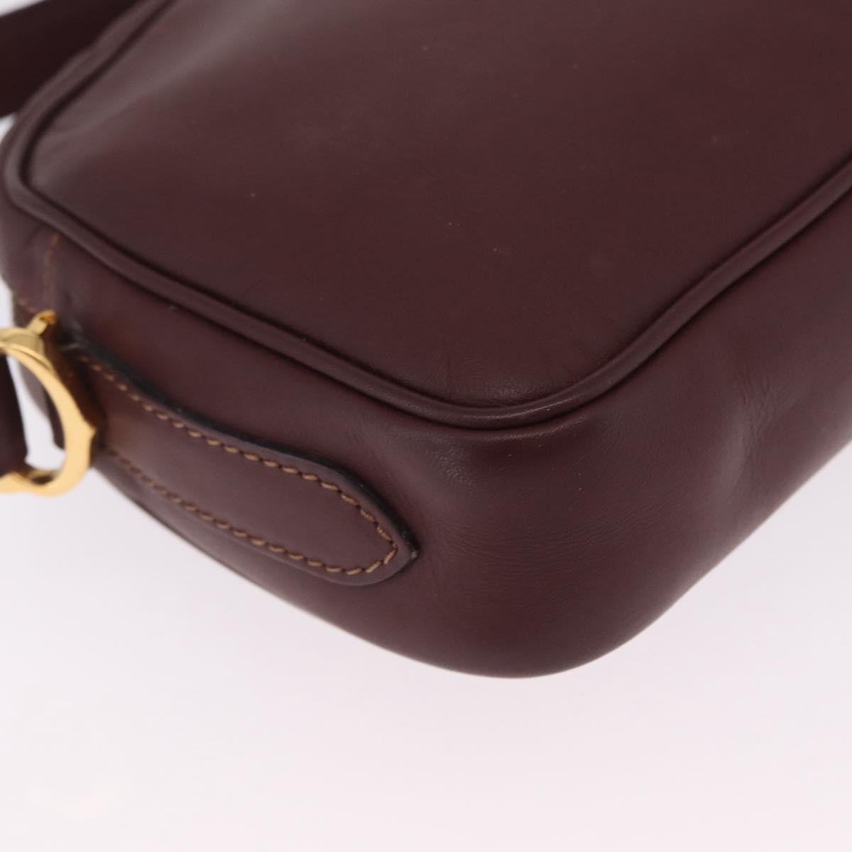 Cartier Must Line Shoulder Bag Leather Bordeaux Gold Auth 213073A