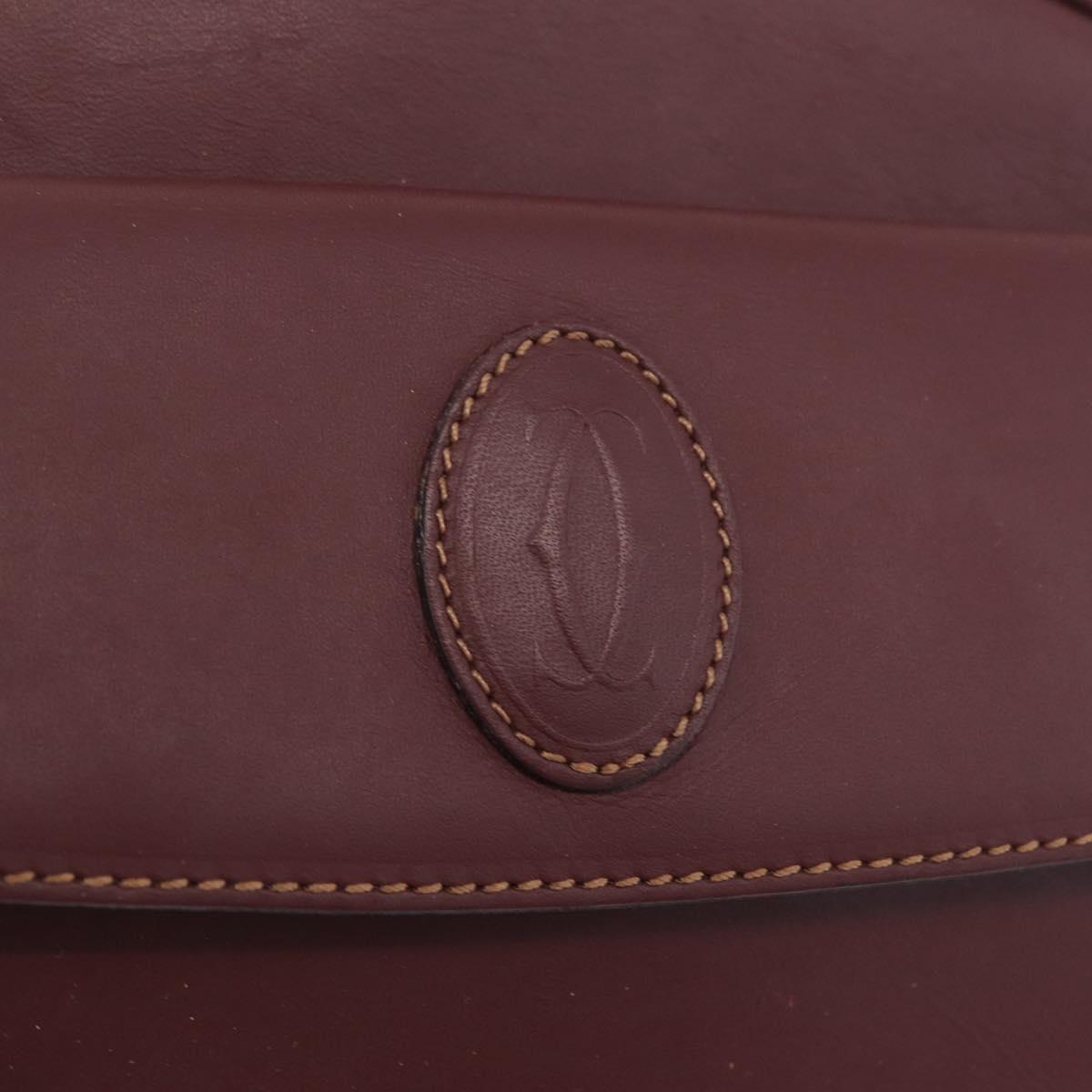 Cartier Must Line Shoulder Bag Leather Bordeaux Gold Auth 213073A