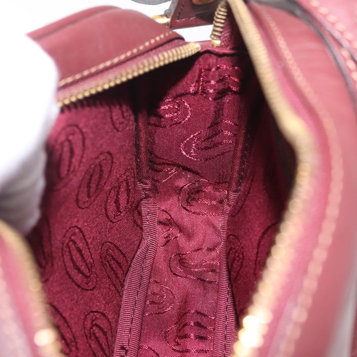 Cartier Must Line Shoulder Bag Leather Bordeaux Gold Auth 213073A