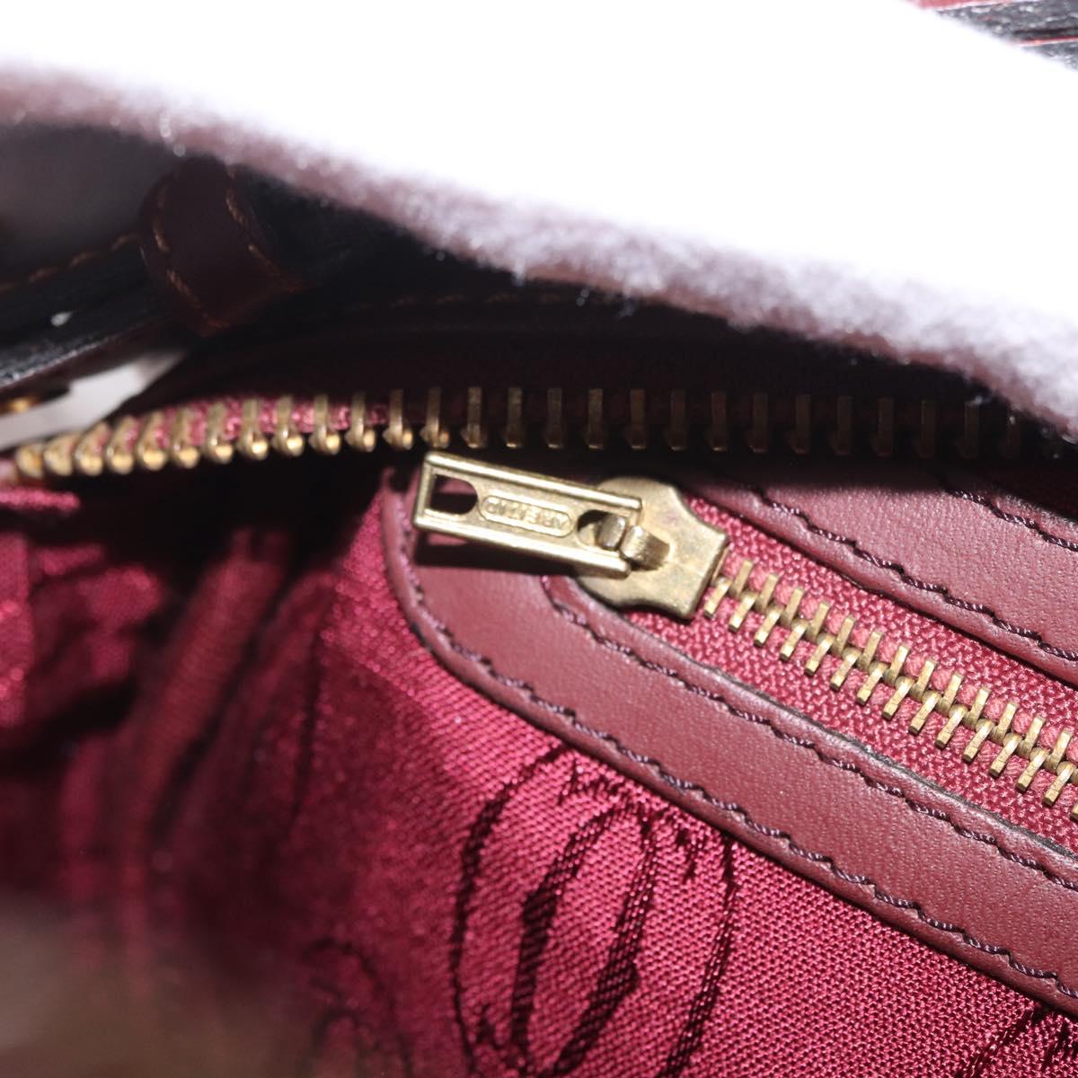 Cartier Must Line Shoulder Bag Leather Bordeaux Gold Auth 213073A