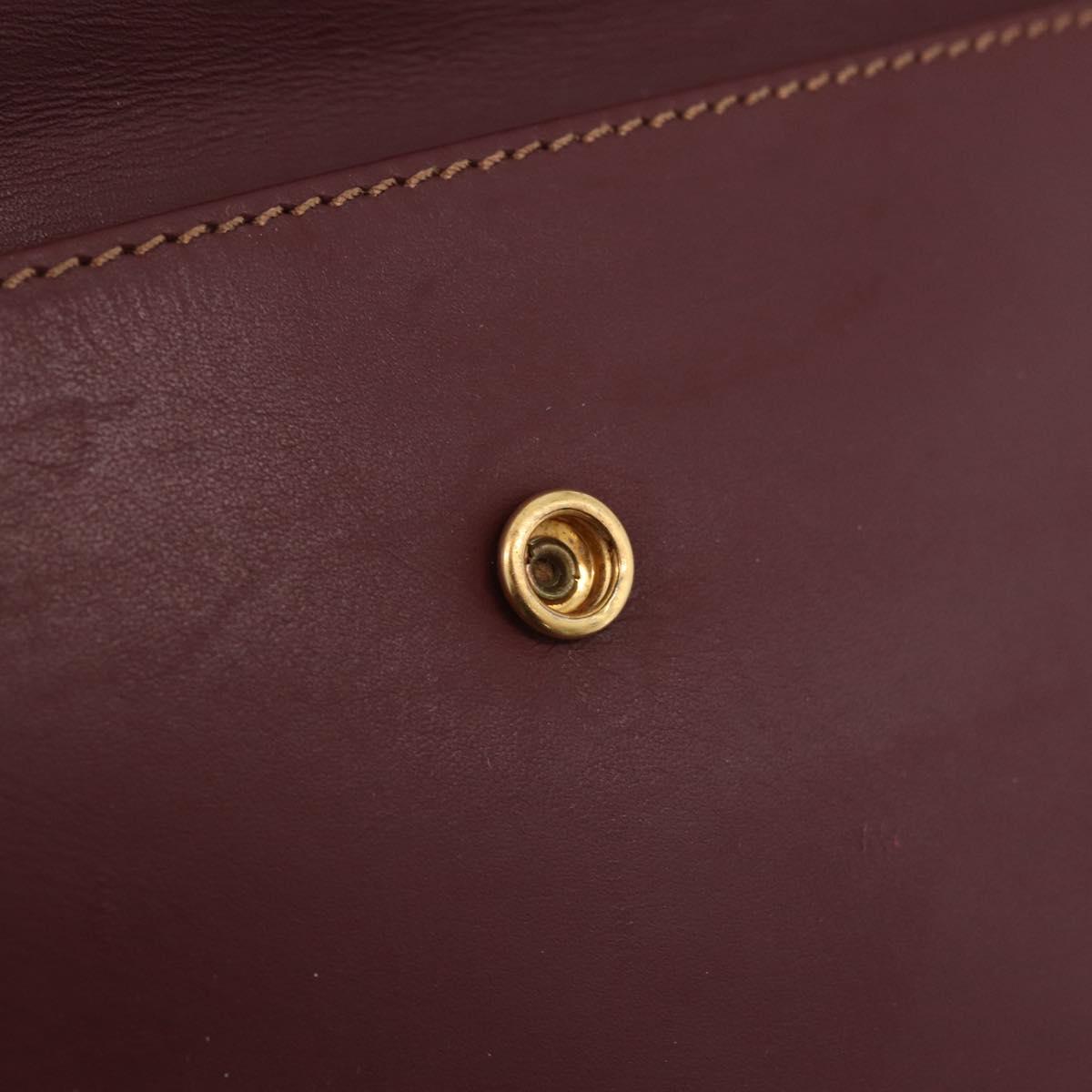 Cartier Must Line Shoulder Bag Leather Bordeaux Gold Auth 213073A