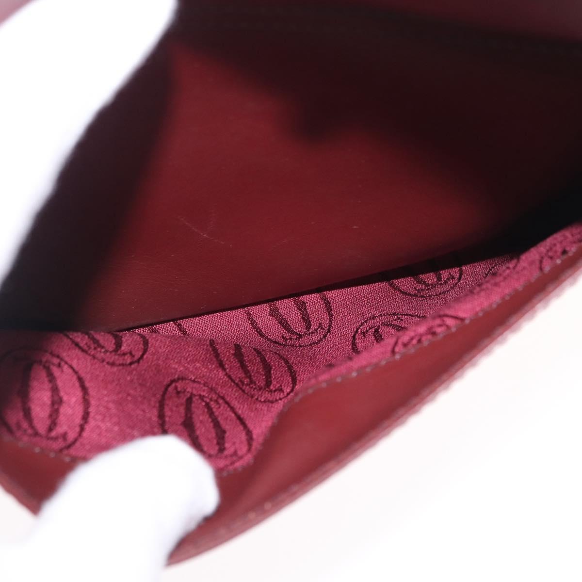 Cartier Must Line Shoulder Bag Leather Bordeaux Gold Auth 213073A